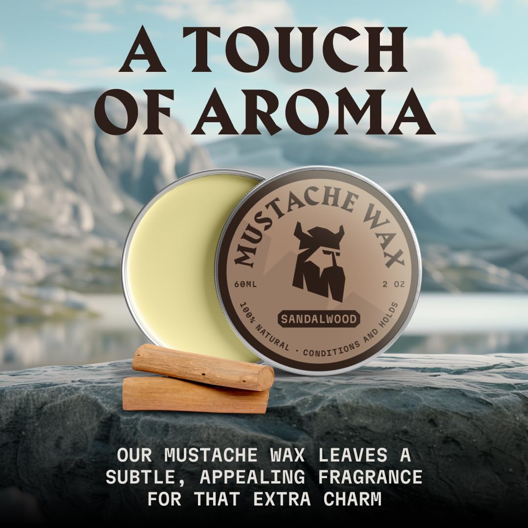 Striking Viking Mustache Wax & Comb Kit - Beard & Moustache Wax For Men With Strong Hold Natural Beeswax - Helps Tame Style & Gr