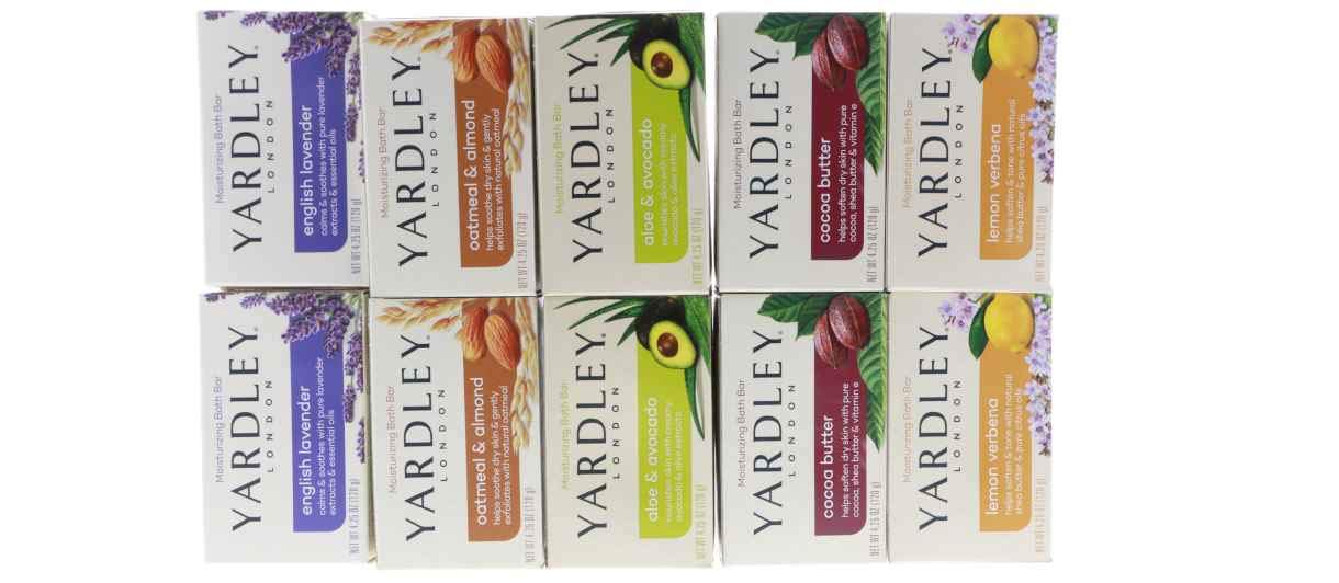 Yardley London Soap Bath Bar Bundle - 10 Bars: English Lavender, Oatmeal And Almond, Aloe And Avocado, Cocoa Butter, Lemon Verbe