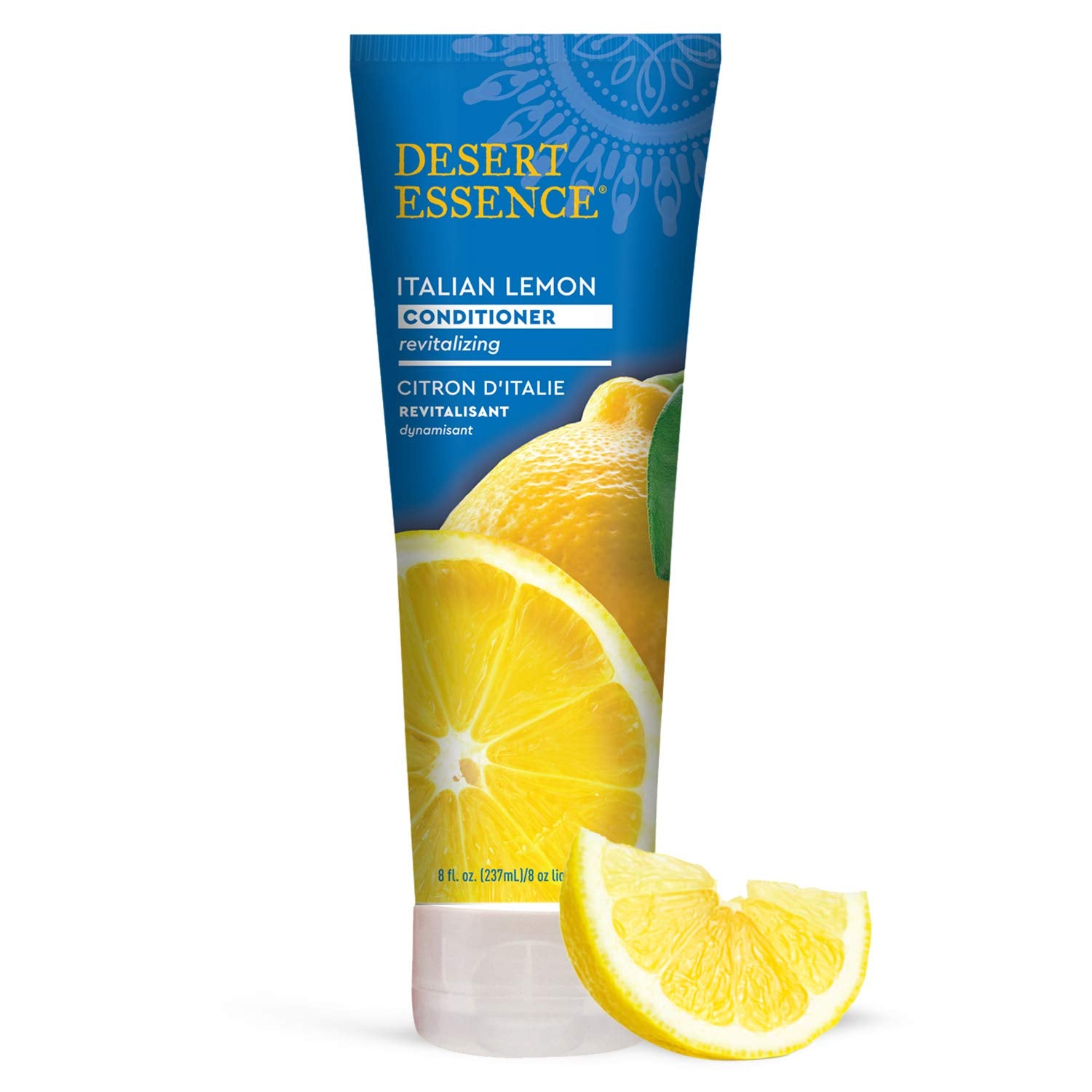 Desert Essence Italian Lemon Conditioner - 8 Fl Ounce - Revitalizing Hair Detangler - Adds Volume - Shine & Strength - Scented -