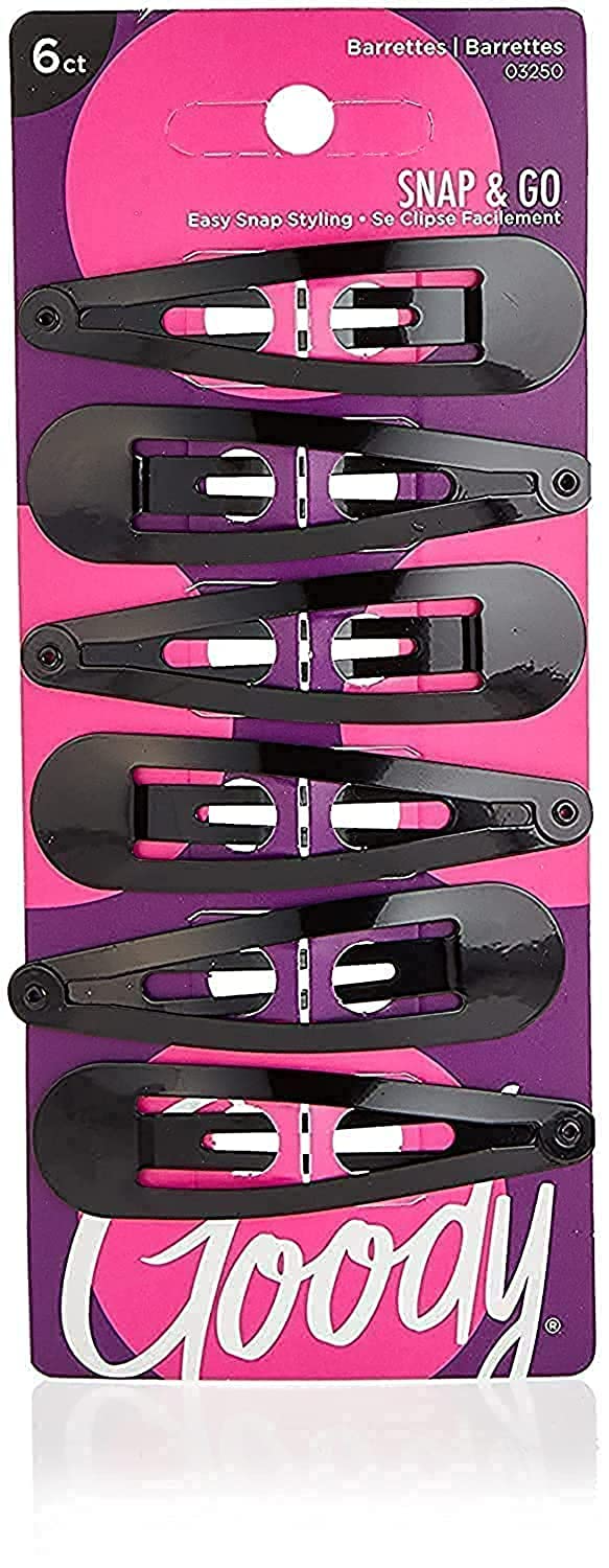 Goody Metal Contour Hair Snap Clips - 6 Count, Black And Brown - Just Snap Into Place - Suitable For All Hair Types - Pain-Free