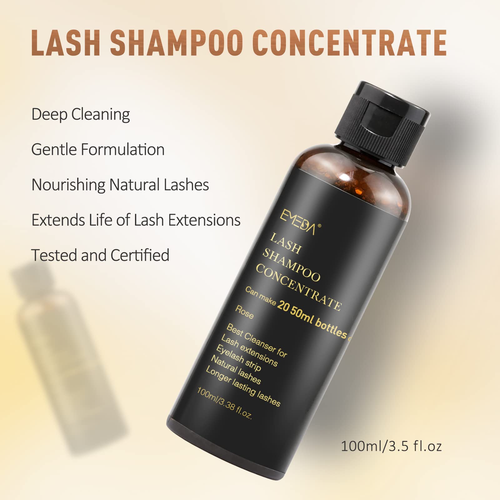Emeda Lash Shampoo Concentrate For Lash Extensions 100Ml Eyelash Extension Cleanser Concentrate Bulk Liquid Kit With Brush Bottl