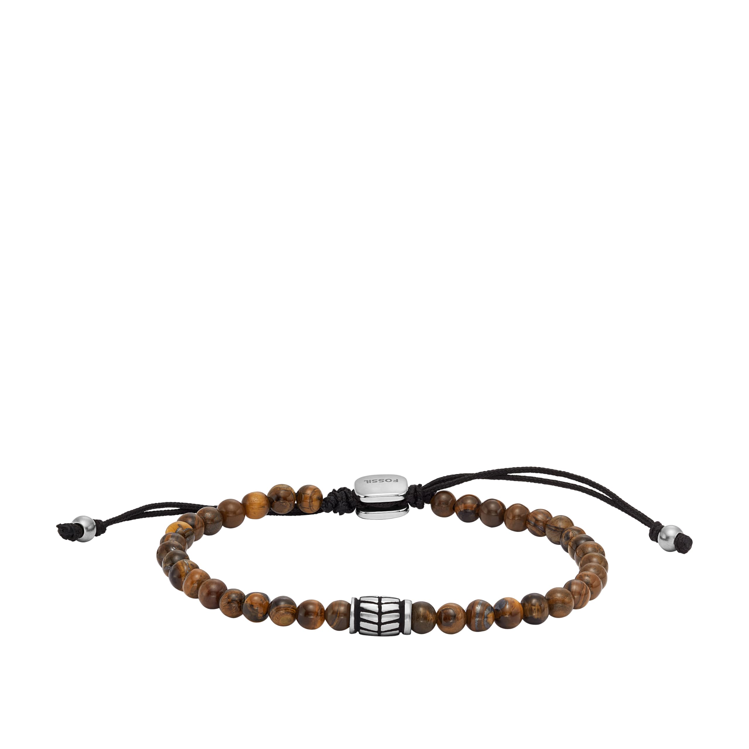 Fossil Men's Beaded Tigers Eye Bracelet, Color: Brown (Model: JF04413040)