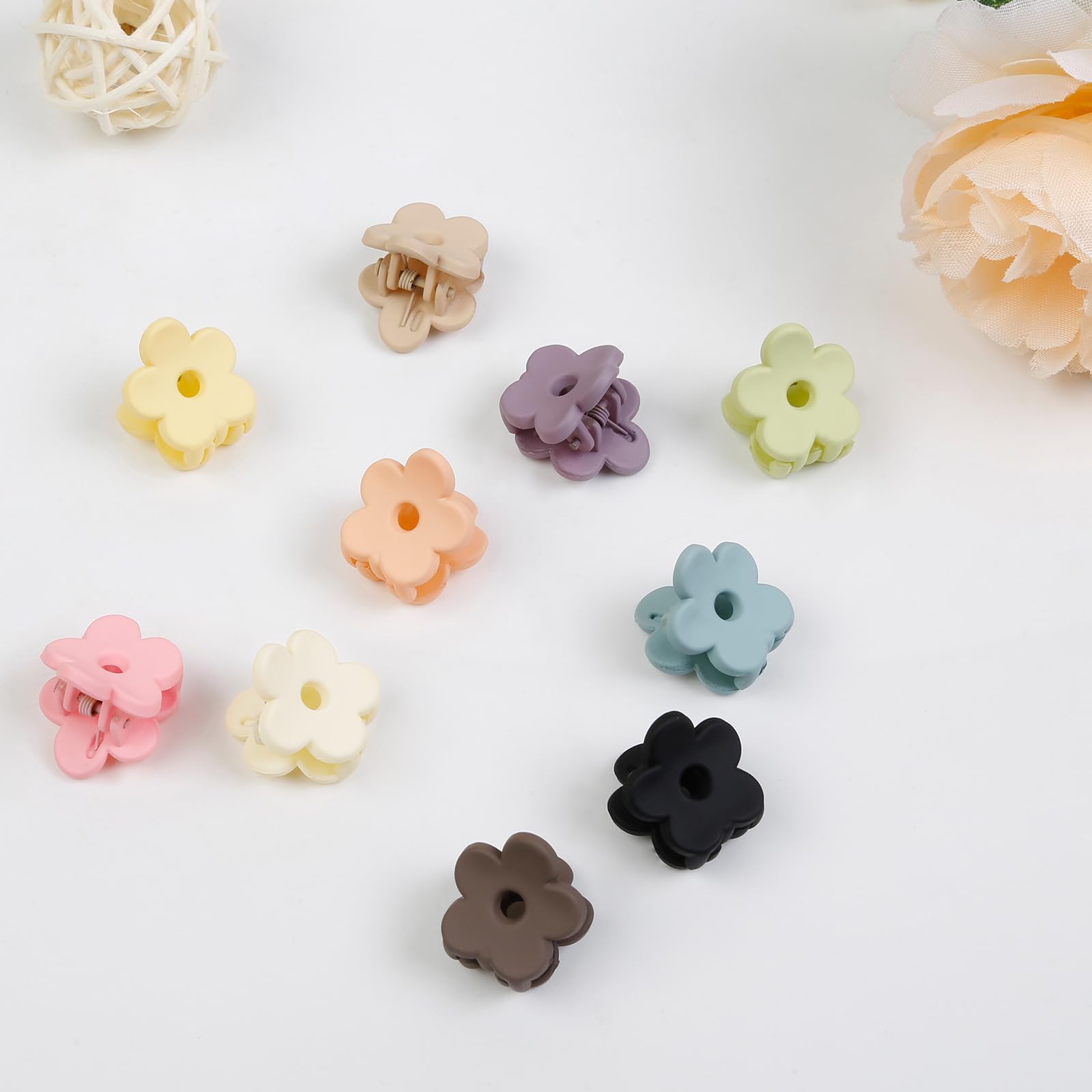 40Pcs Colorful Small Flower Hair Clips, Tebiekoy Baby Hair Clips Mini Claw Clips Cute Jaw Clips Hair Pins Hair Barrettes Toddler