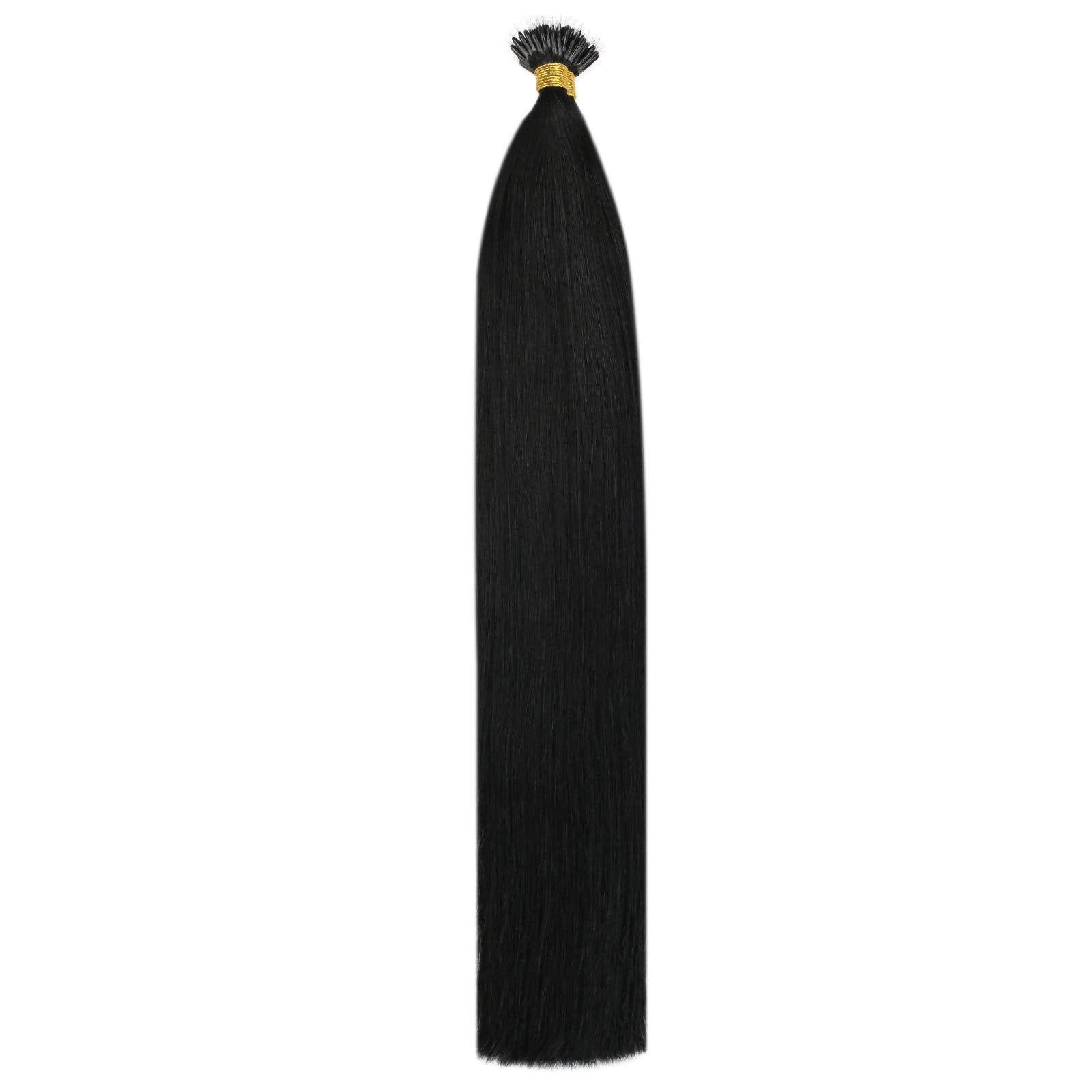 [Keep Texture] Sunny Nano Human Hair Extensions Black Nano Hair Extension Beads Jet Black Hair Extensions Nano Ring Natural-look