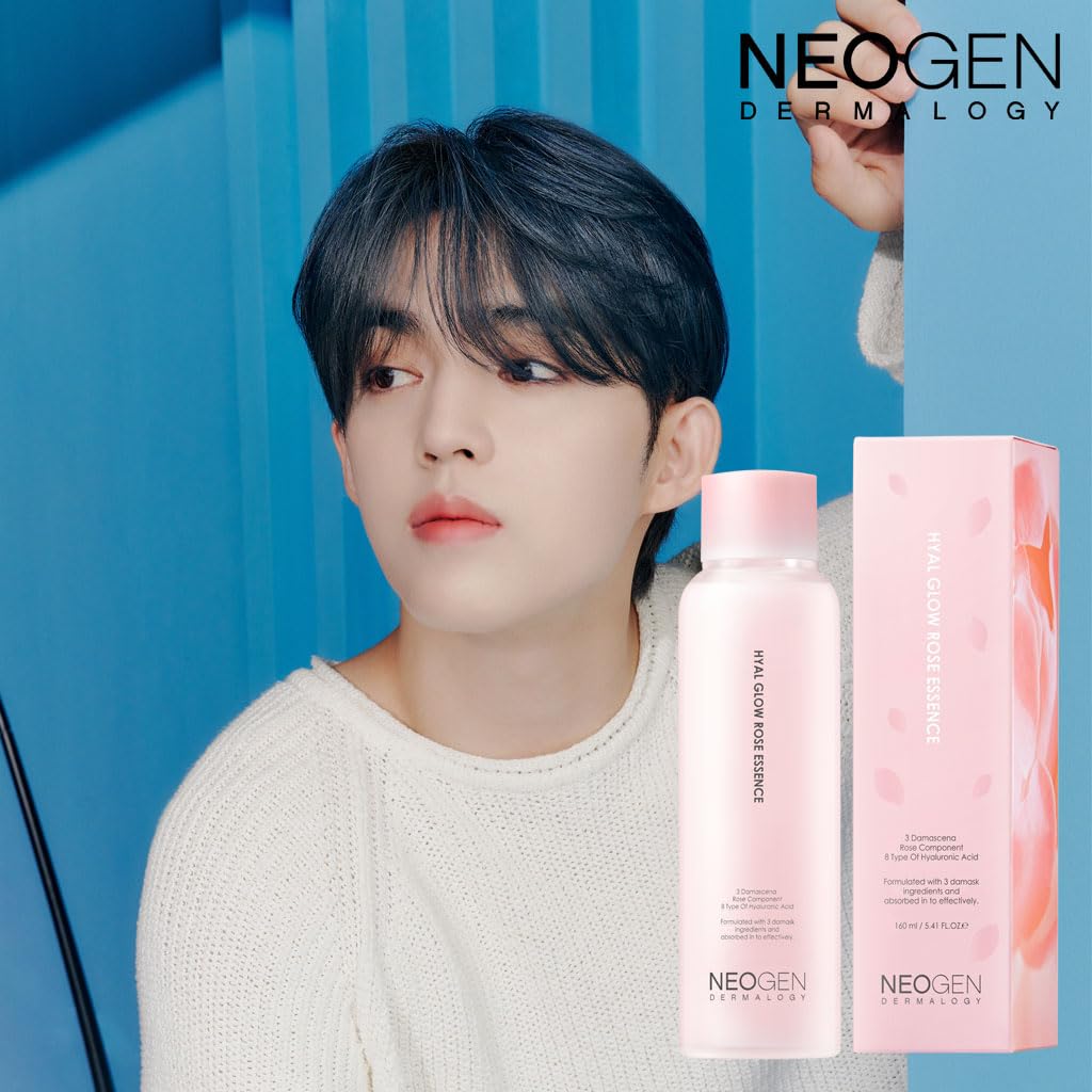 Dermalogy By Neogen Hyal Glow Rose Essence - Hydrating Essence With 74% Of Damask Rose Water Damask Rose Flower Oil & Damask Ros