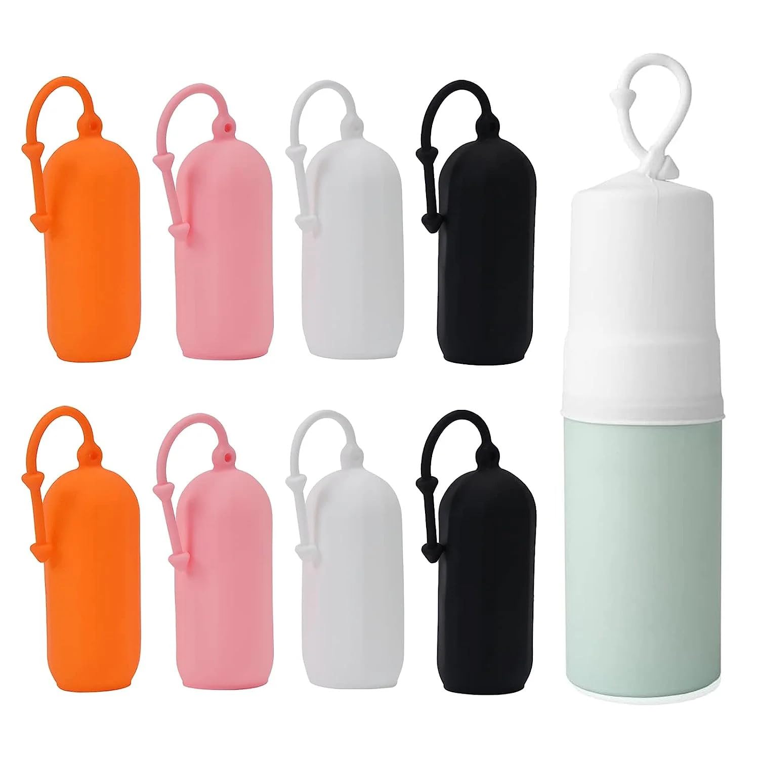 Inovera (Label) 8 Pieces Travel Bottle Covers  Leak Proof Bottles Sleeves  Reusable Elastic Cover For Toiletry, Shampoo & Loti