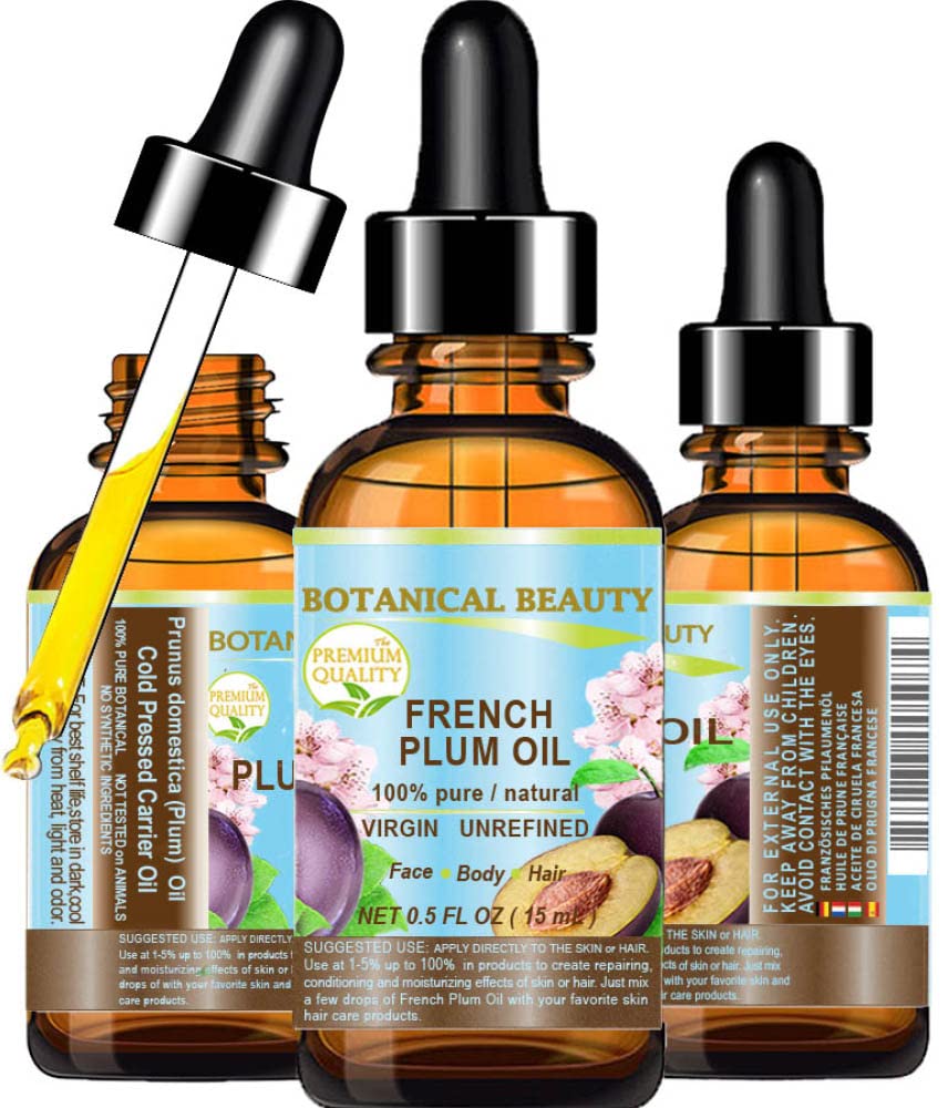 PLUM OIL French. 100% Pure Natural Virgin Unrefined Undiluted Cold Pressed Carrier Oil. For Face, Skin, Hair, Body, Lips, Nails 