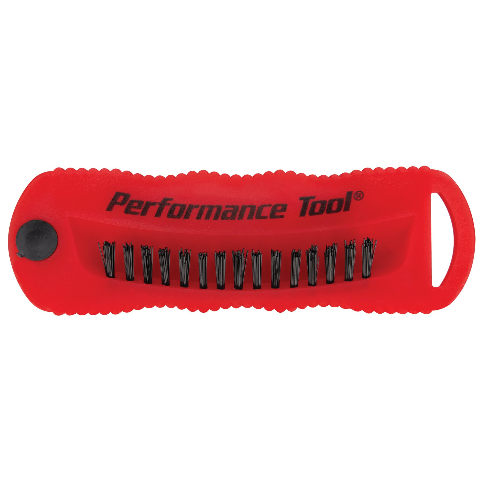 Performance Tool W9163 Utility Fingernail Brush - Black Nylon Bristle Scrub Brush with Magnet