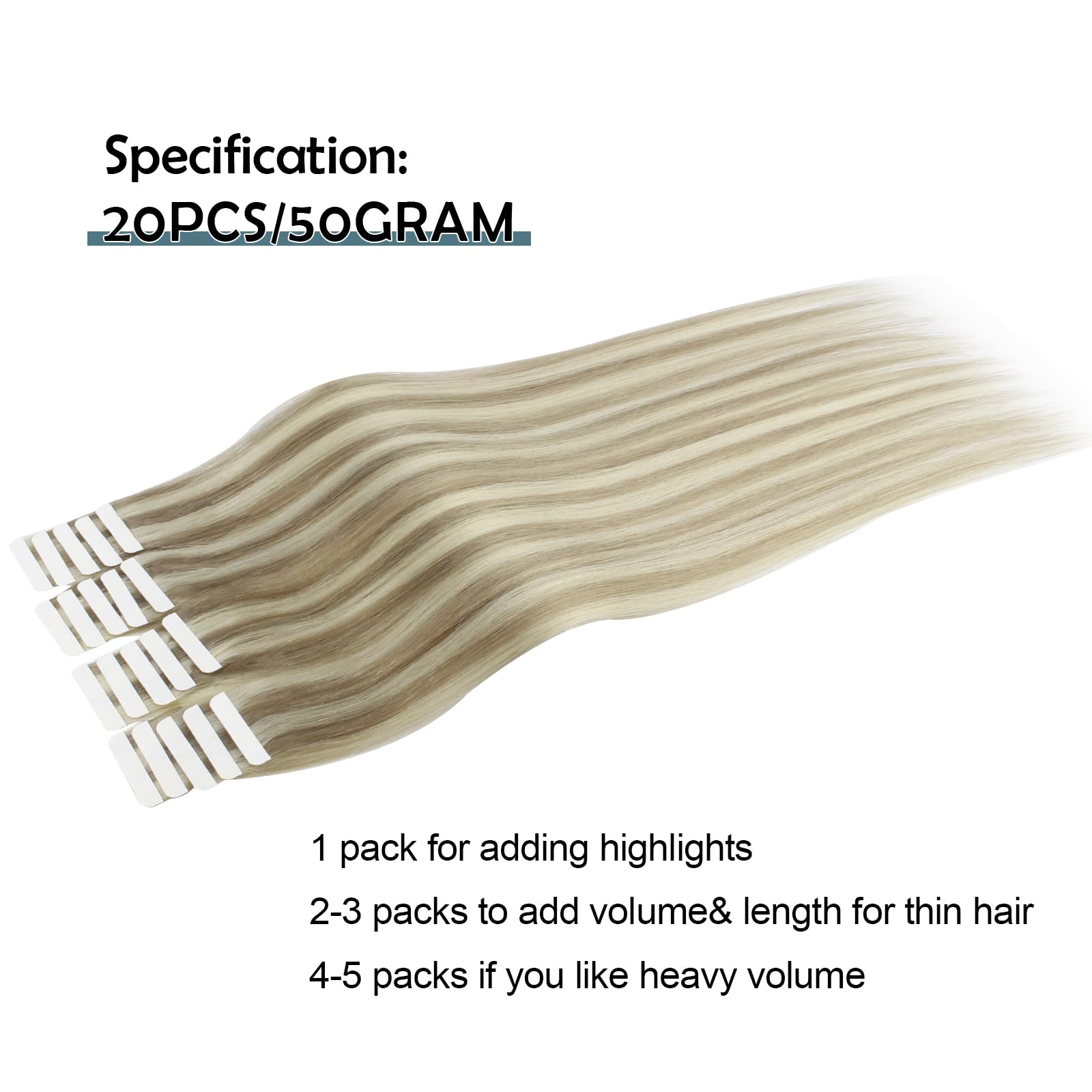 Sassina 14 Inch Human Hair Tape In Extensions 50 Grams Remy Tape In Hair Extensions Human Hair 20 Pcs Swedish Blonde And Ash Blo
