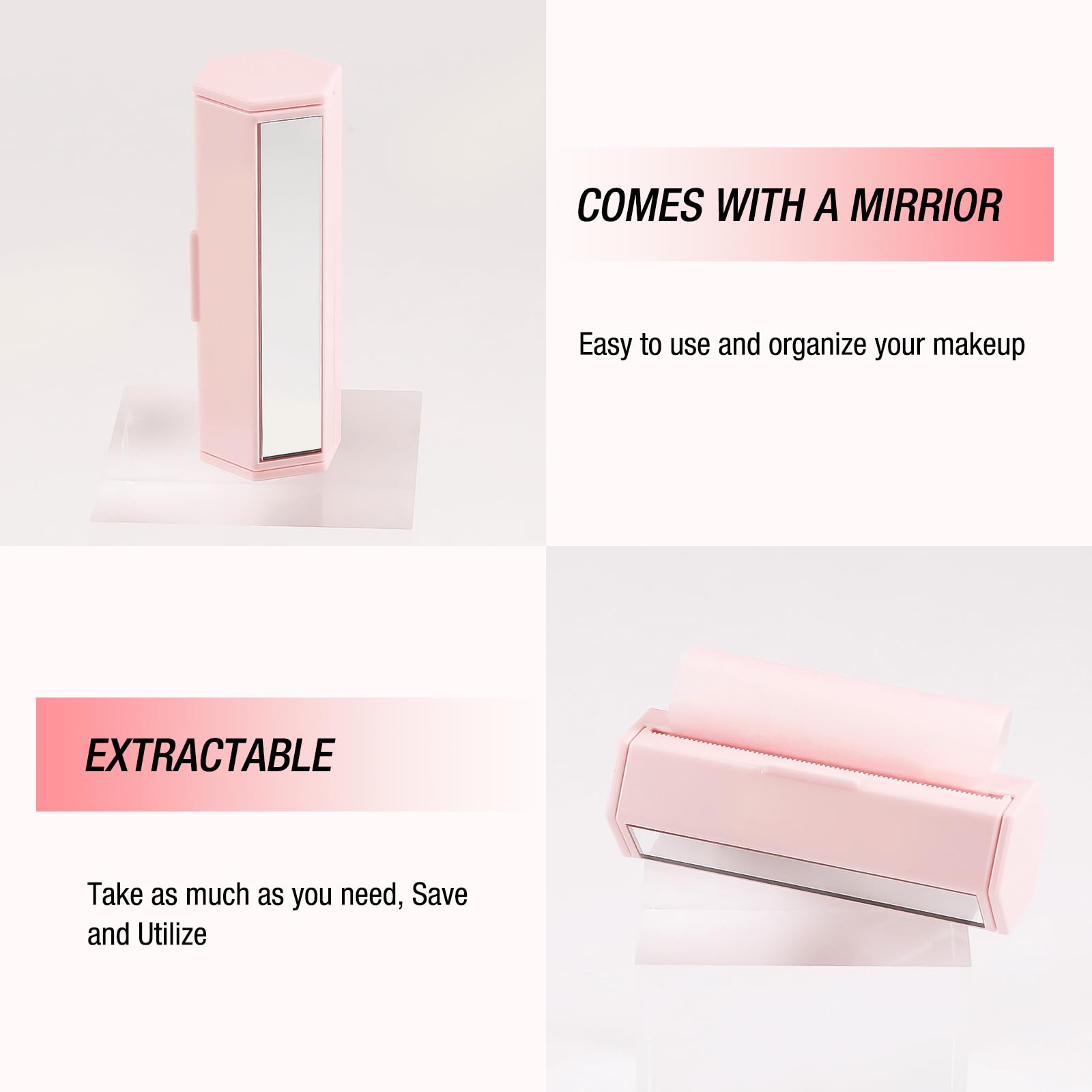 Boobeen Oil Blotting Sheets for Face, Oil Control Film, Absorbing Paper for Oily Skin, Rolled Tissue with Small Side Mirror,Easy