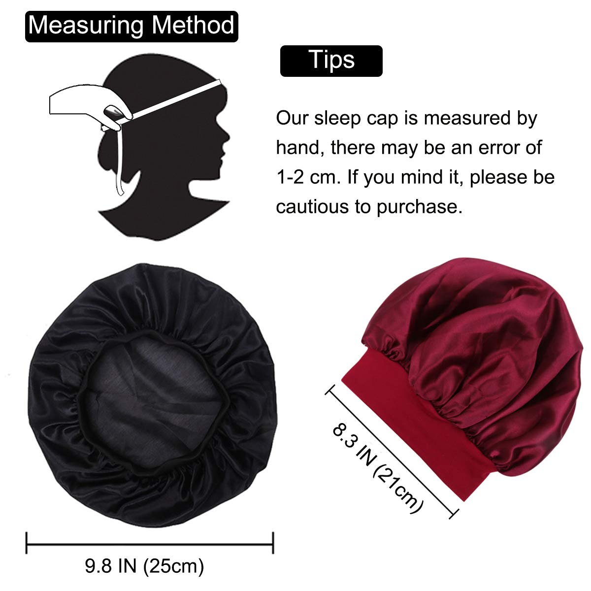 Lades Kids Satin Sleeping Cap - Childs Sleep Bonnet For Curly Hair Wrap With Adjustable Soft For Children Girls 3 Packs Multicol