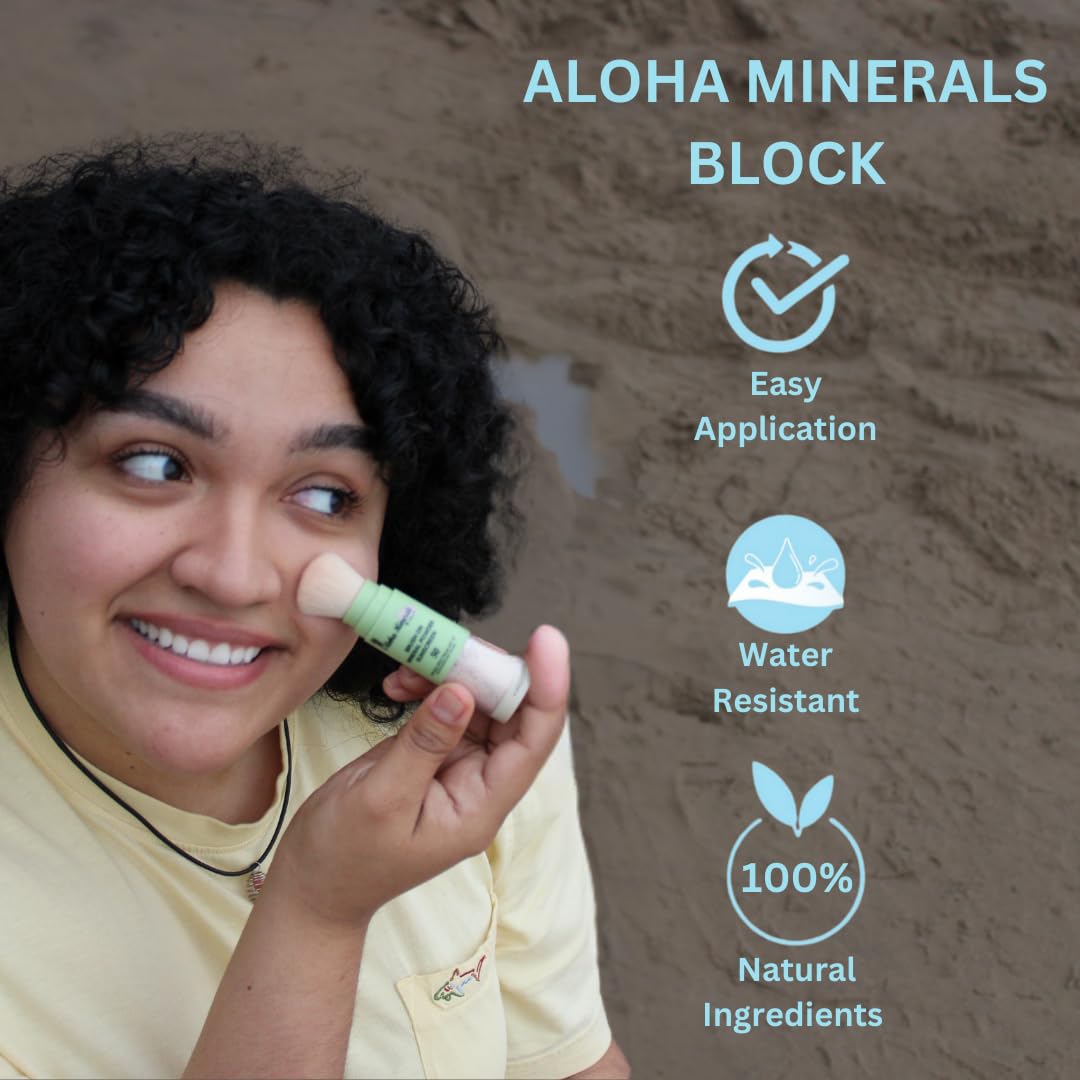 Solar Swipe, Aloha Minerals Block Brush-On Mineral Powder Sunscreen For Face, SPF 50, Water Resistant, Broad Spectrum, Natural M