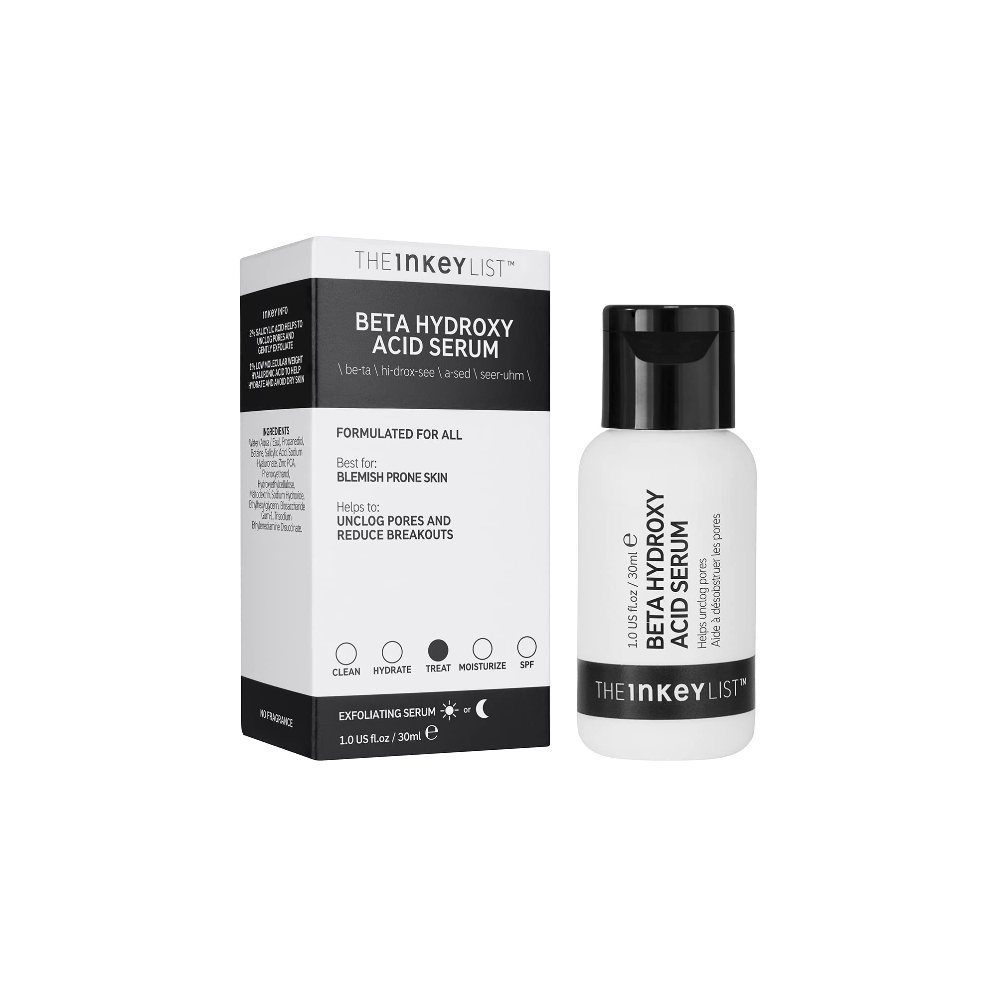 The Inkey List Beta Hydroxy Acid (Bha) Serum, Face Exfoliant For Normal, Oily Or Dry Skin, Target Pores And Blackheads, 1.01 Fl