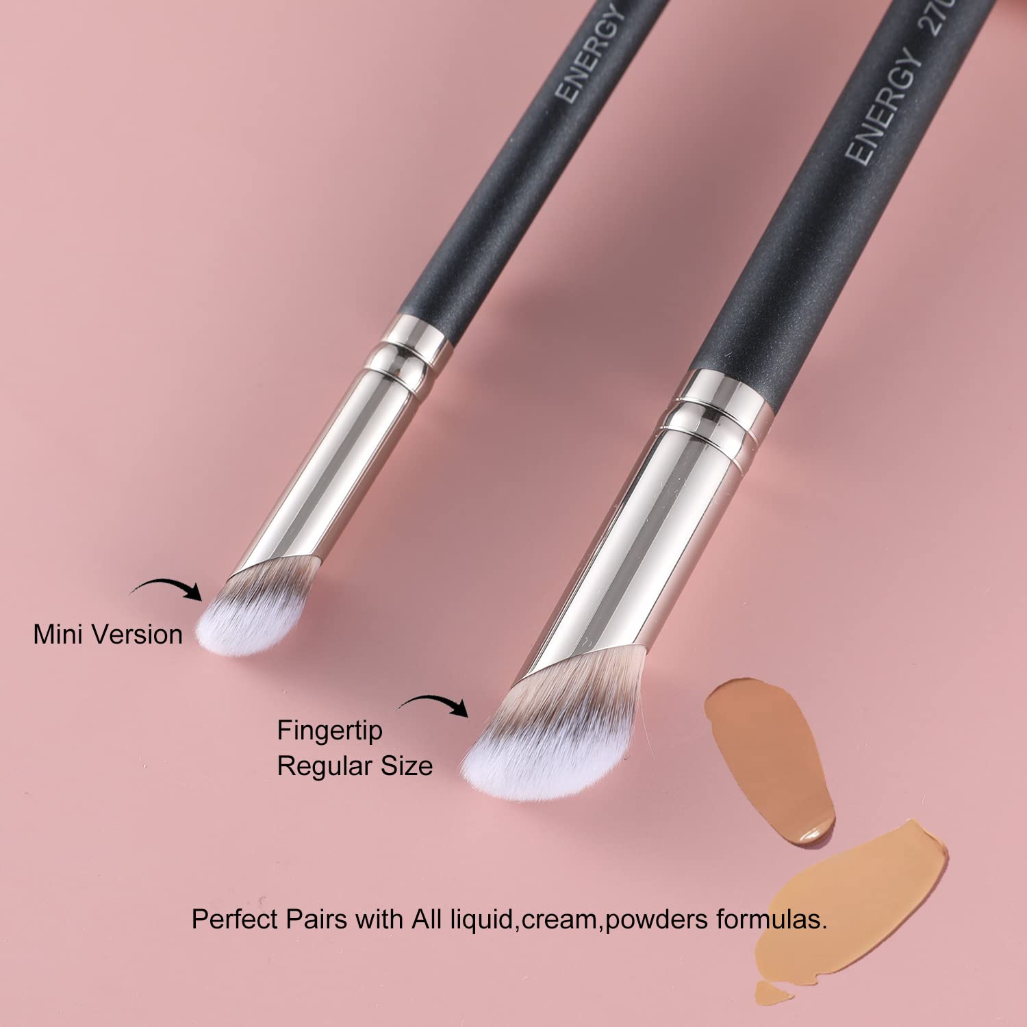 ENERgY Foundation Brushes Set - Angled Brush & Mini concealer Brush Premium Synthetic Eye Makeup Bushes for Blending Liquid Foun