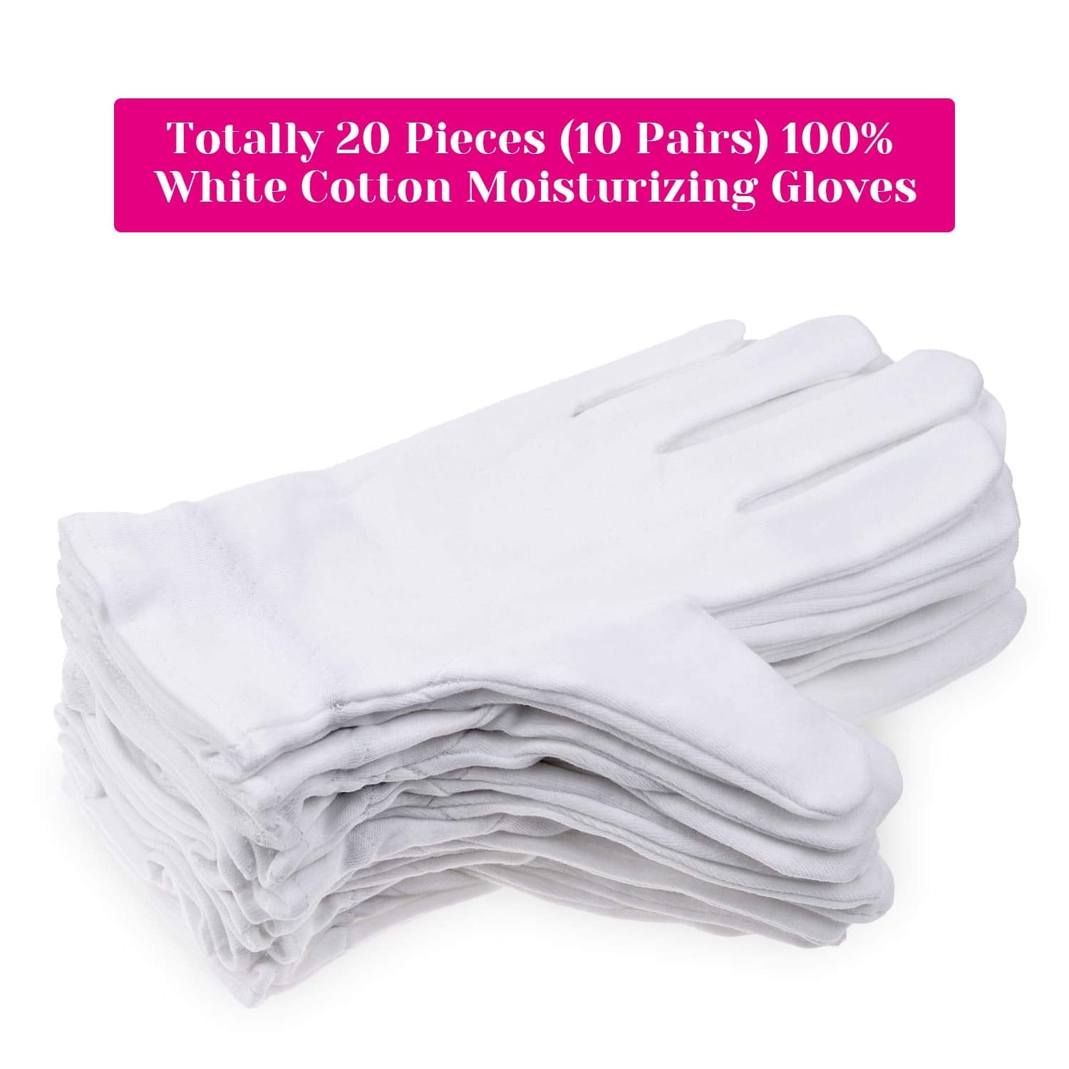 100 Percent Cotton Gloves for Dry Hands Eczema, Selizo 10 Pairs White Cotton Gloves for Women Dry Hands Moisturizing Cosmetic Se