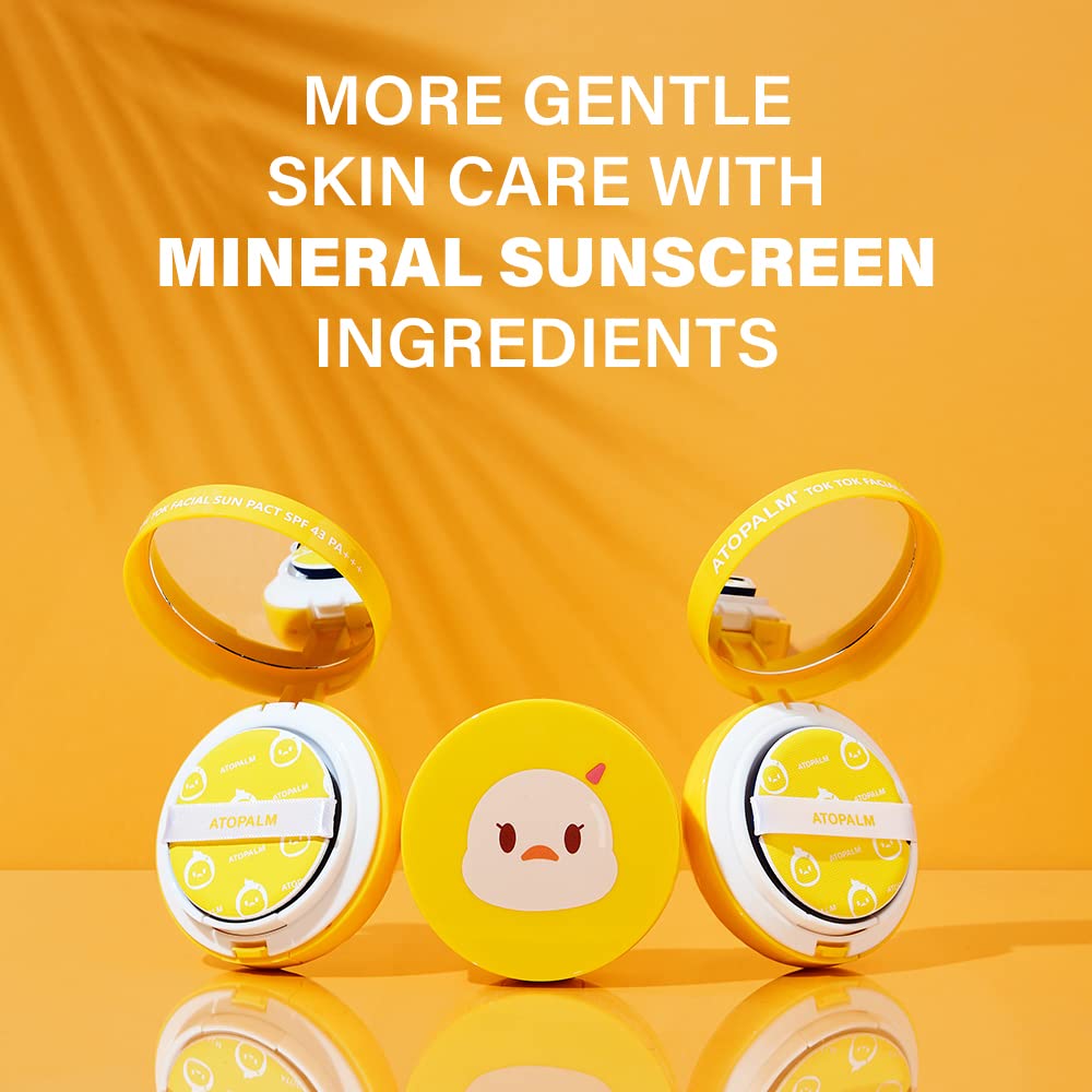 Atopalm Tok Facial Sun Pact 15G Spf43 Pa+++| Zinc Sunscreen For Sensitive Skin | Dry Moisturizing Protection Korean Mineral Crea