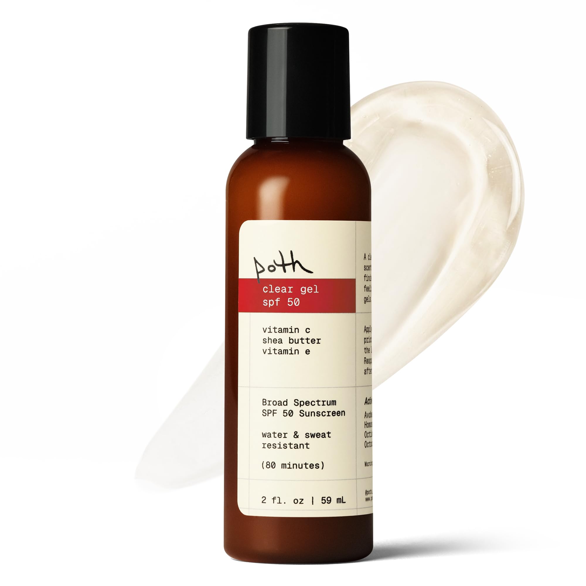 poth Clear Gel SPF 50  New Water Proof, Invisible Face Sunscreen  Sunscreen with Vitamin C & E, Cocoa Vanilla Scent, Made in U