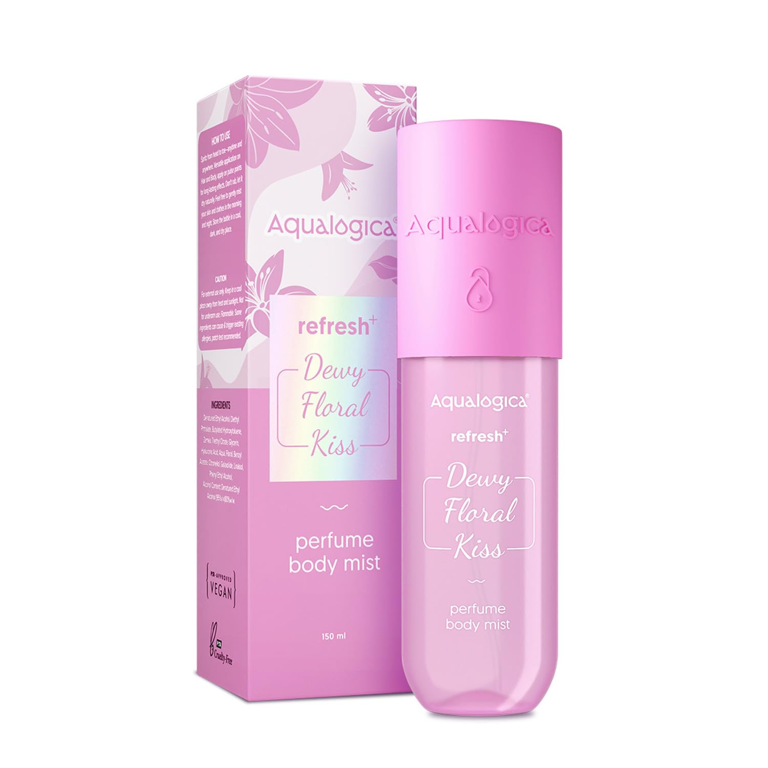 Aqualogica Dewy Floral Kiss Perfume Body Mist | 2-in-1 Spray for Hair & Body | Hydrates with Zemea & Hyaluronic Acid | Spring-In