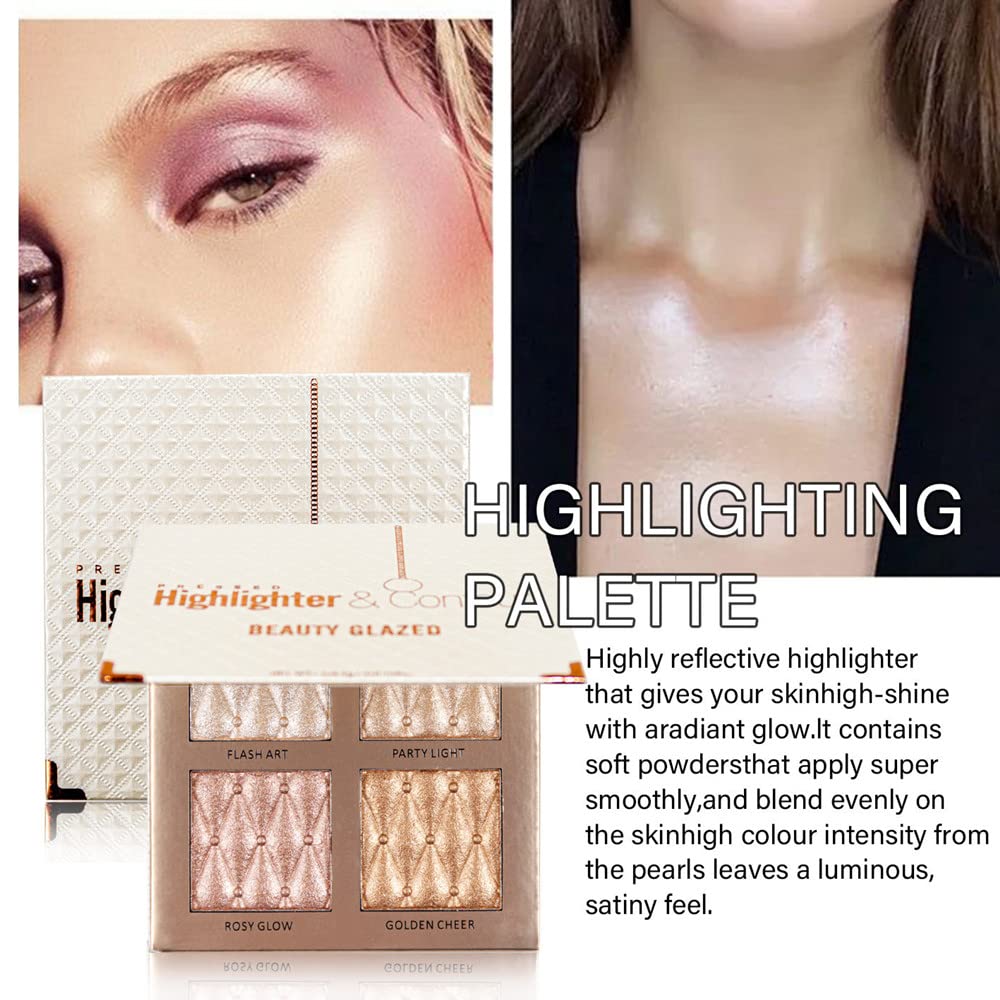 4-Color Highlighter Makeup Palette Shimmer Bronze Contour Shadow Illumination Highlight Eyeshadow Palette Eyeshadow Cosmetic Set
