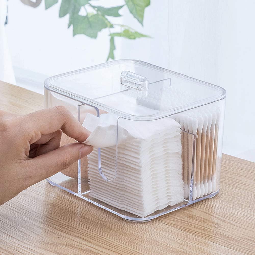 Sunficon Cotton Swab Balls Box Cotton Pads Holder Organizer Holder Dispenser Storage Canister Cosmetic Pads Container Flossers C
