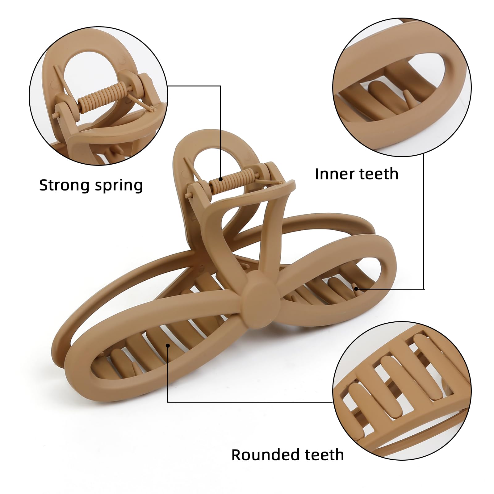 4 Pack Hair Clips For Women Girls 5.1 Inch Large Hair Claw Clips For Women Matte Neutral Colors Hair Clips For Thin Thick Curly
