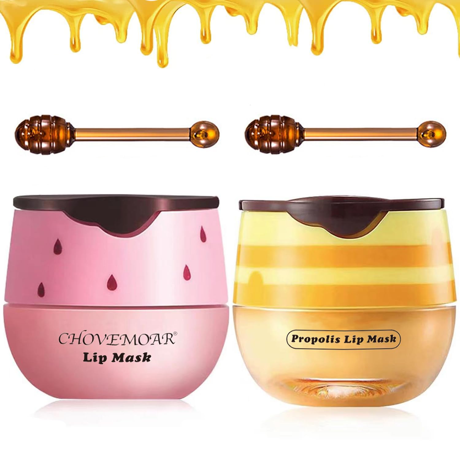 Strawberry & Honey Lip Balm, Vitamin E Lip Masks & Moisturizing Propolis Sleeping Lip Mask, Effective Reduces Lip Lines Preventi