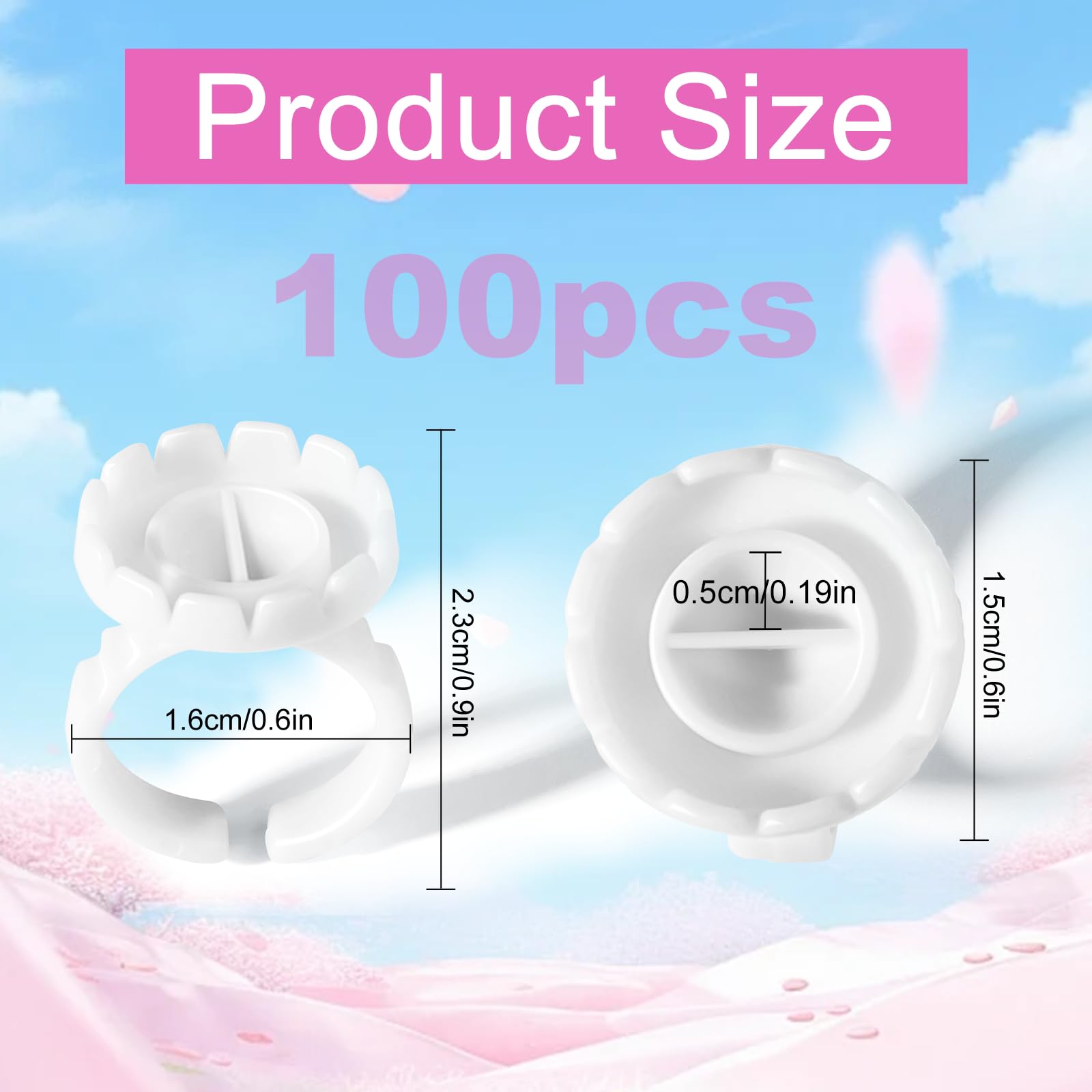 NXJ INFILILA Glue Rings, 100PCS Glue Rings for Eyelash Extensions, Disposable Lash Glue Rings for Eyelash Extension Supplies, Bl