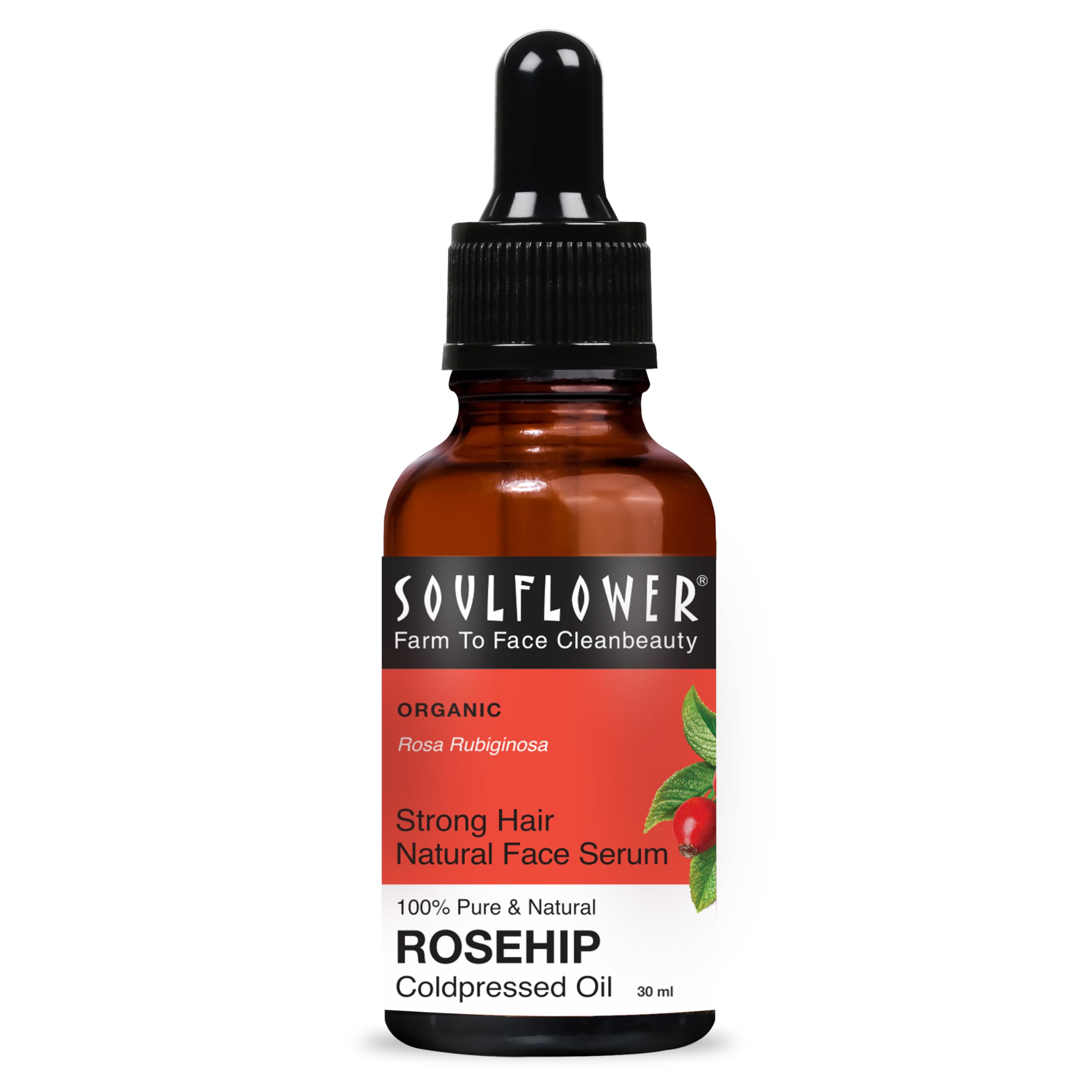 Soulflower Rosehip Oil For Wrinkles, Fine Lines, Scars, Stretch Marks, Under Eyes, And Curly Hair | 100% Pure, Organic, Cold-Pre