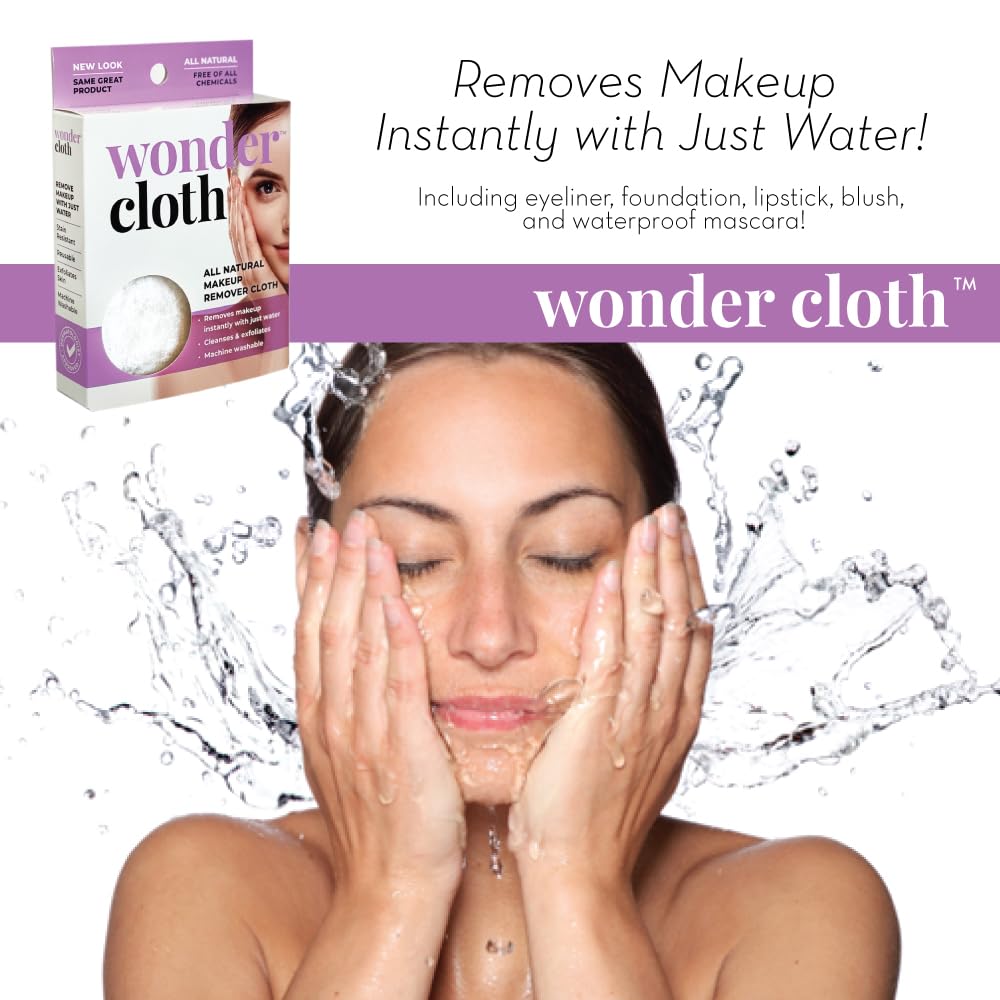 Wonder Cloth (Pack Of 6) - All Natural Make-Up Remover Cloth, Removes Makeup Instantly With Just Water, Cleanses And Exfoliates,