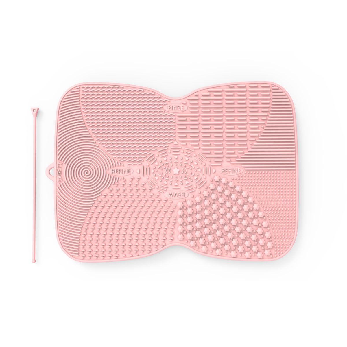 YalsFTY Silicone Makeup Brush Cleaner Pad with Suction Cup, 8 Textures, Stable, Makeup Brush Cleaning Mat (Pink)
