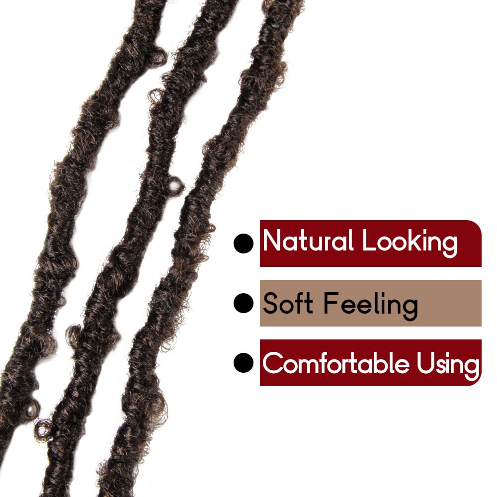 8 Packs Butterfly Locs Crochet Hair 14 Inch Light Weight Butterfly Faux Locs Crochet Hair Short Brown Distressed Butterfly Locs,
