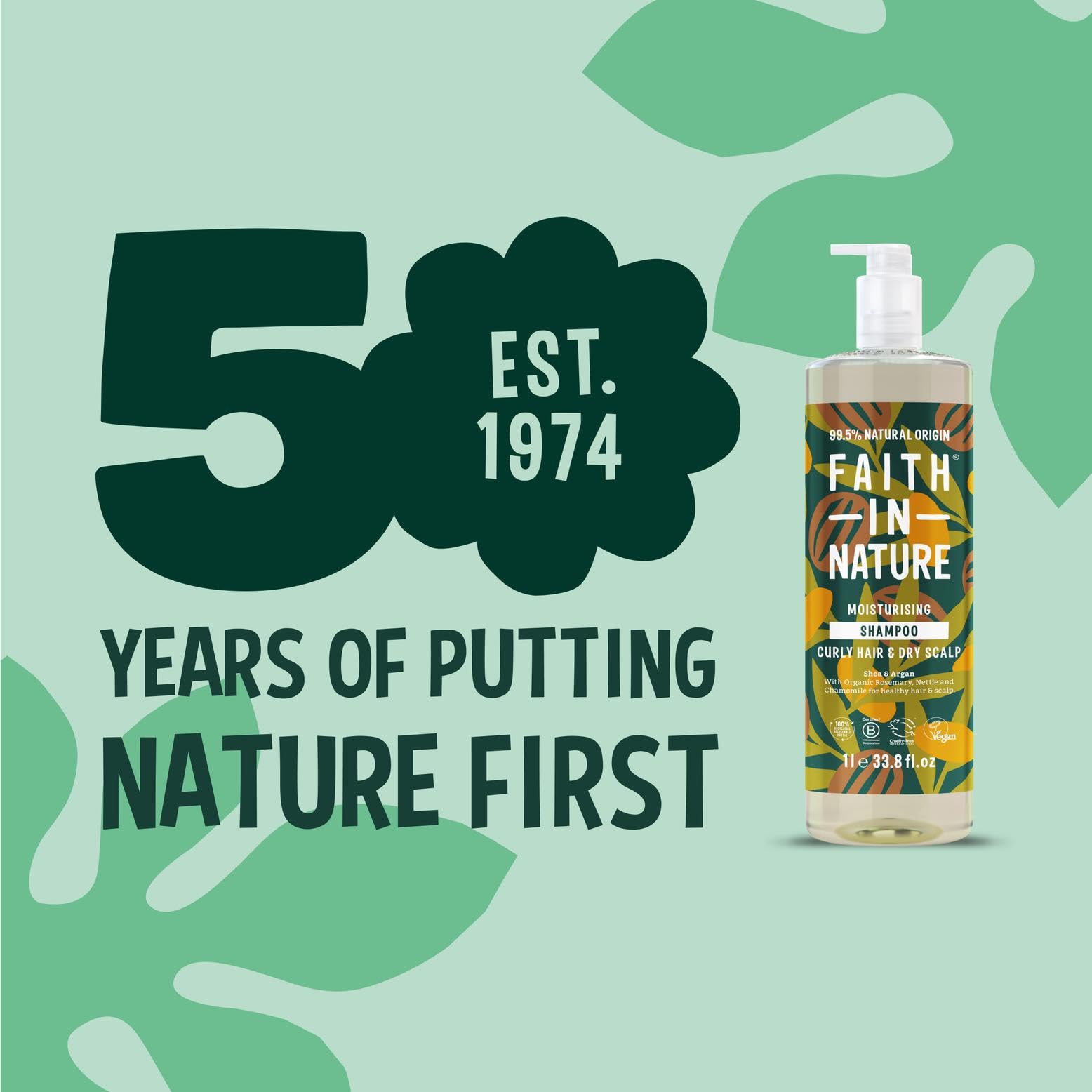 FAITH IN NATURE Natural Shampoo - Vegan & Cruelty Free, No SLS or Parabens - 33.8 fl oz Family Sized, Shea & Argan