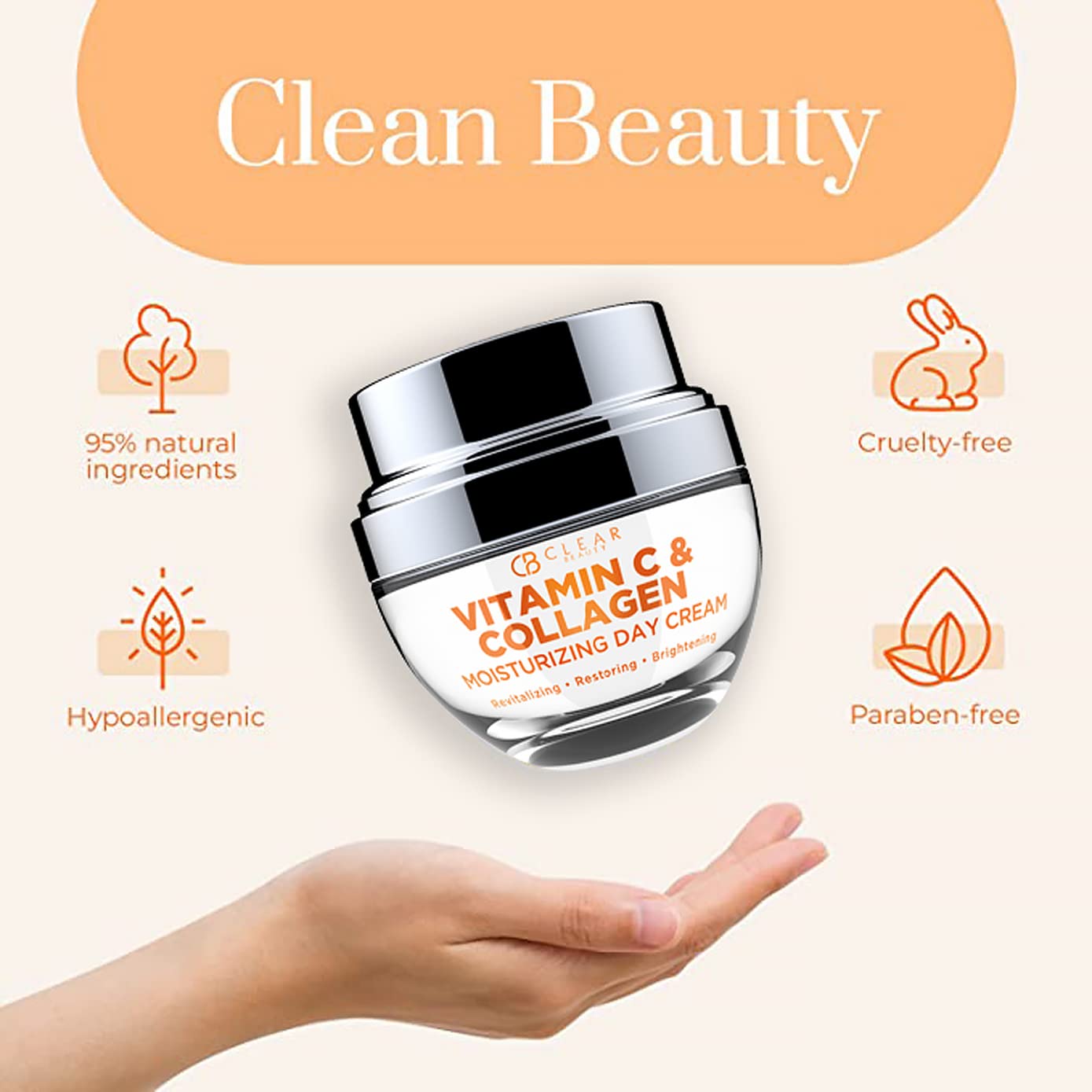 Clear Beauty Vitamin C & Collagen + Hyaluronic Acid & Retinol Moisturizer - Dermatologist Tested, Anti-Aging, Fine Lines & Wrink