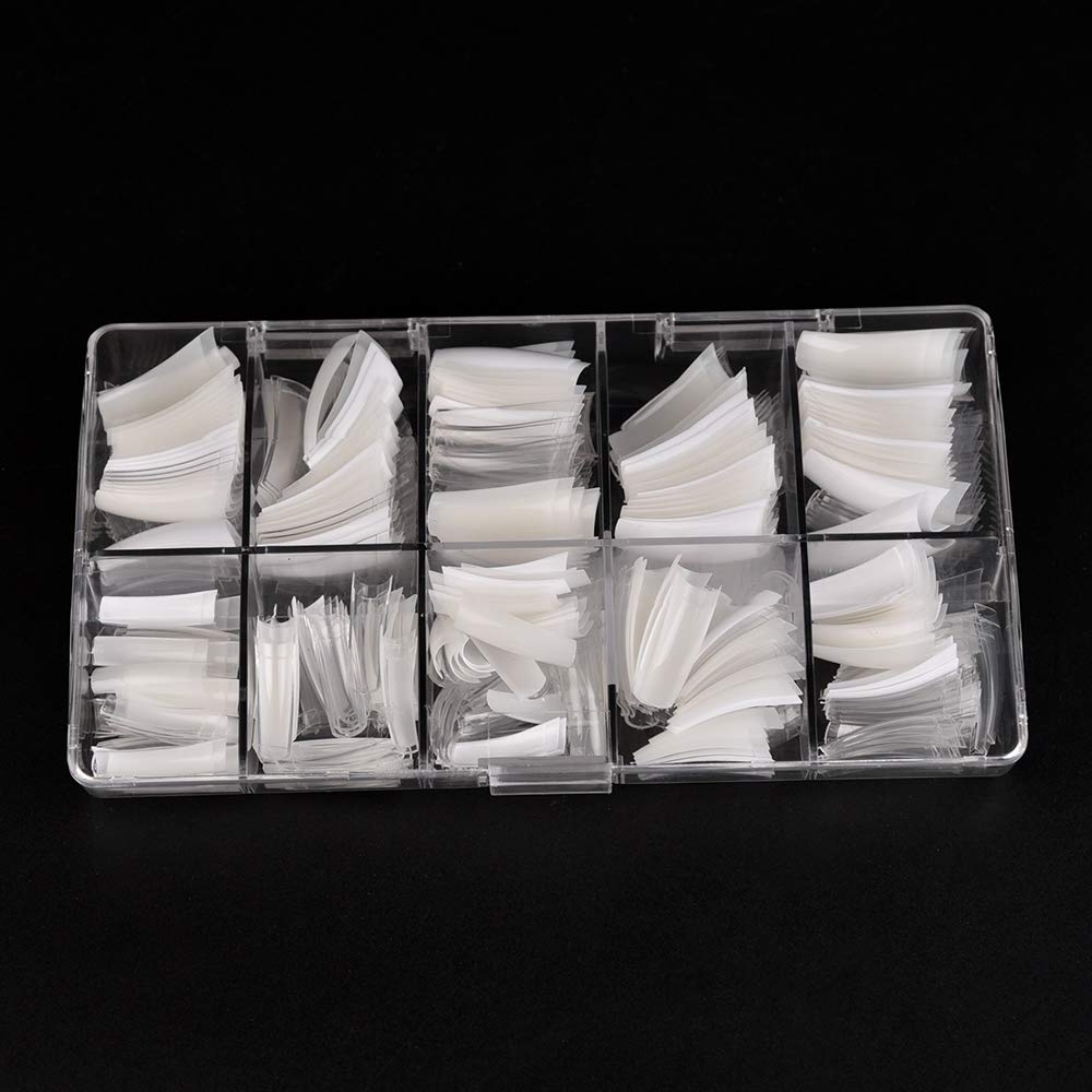 Kads French Nail Tips 500Pcs Flake Nails Half Cover 10 Sizes Artificial False Nails Lady French Acrylic With Box For Nail Salon
