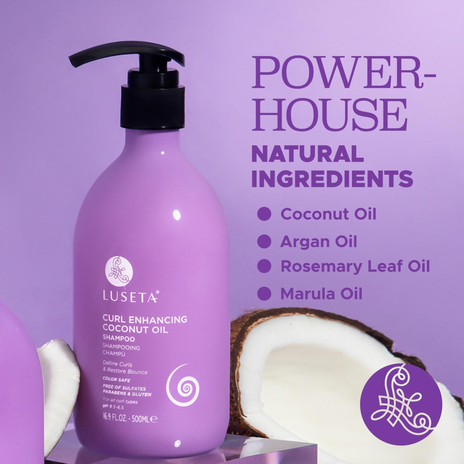 Luseta Curl Enhancing Shampoo Nourishing and Moisturizing for Curly Hair, Repair Damaged Hair, Restore Bounce 16.9 Oz, Gluten Fr