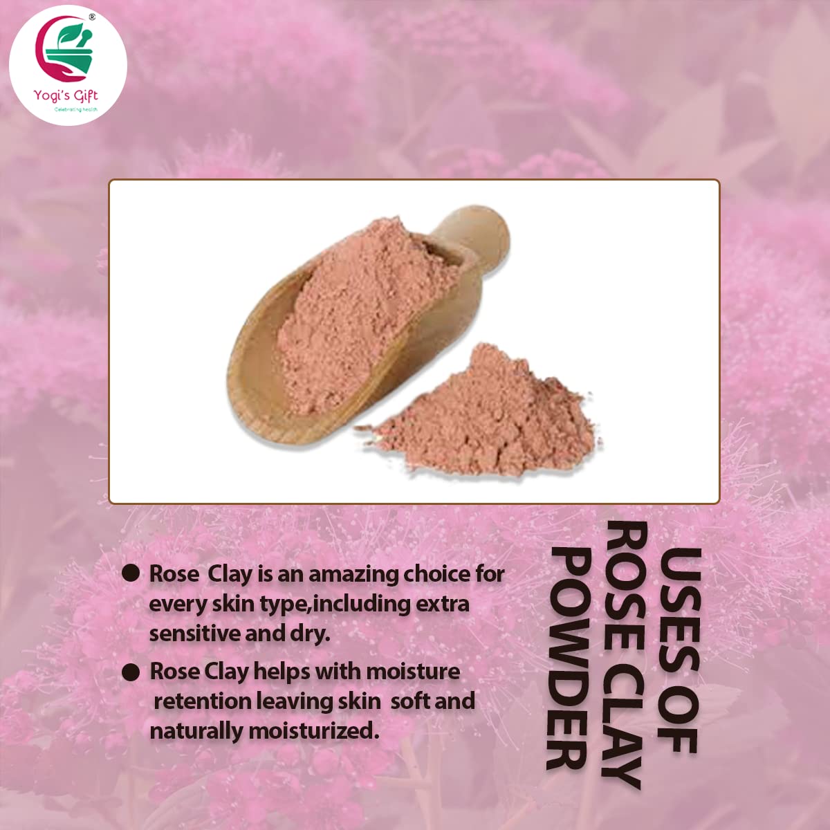 Pink Clay/Rose Clay Powder for Soap Making | 8 Oz | Fine, Gentle and Soothing Clay for Face Masks, Soaps and More | by Yogi's Gi
