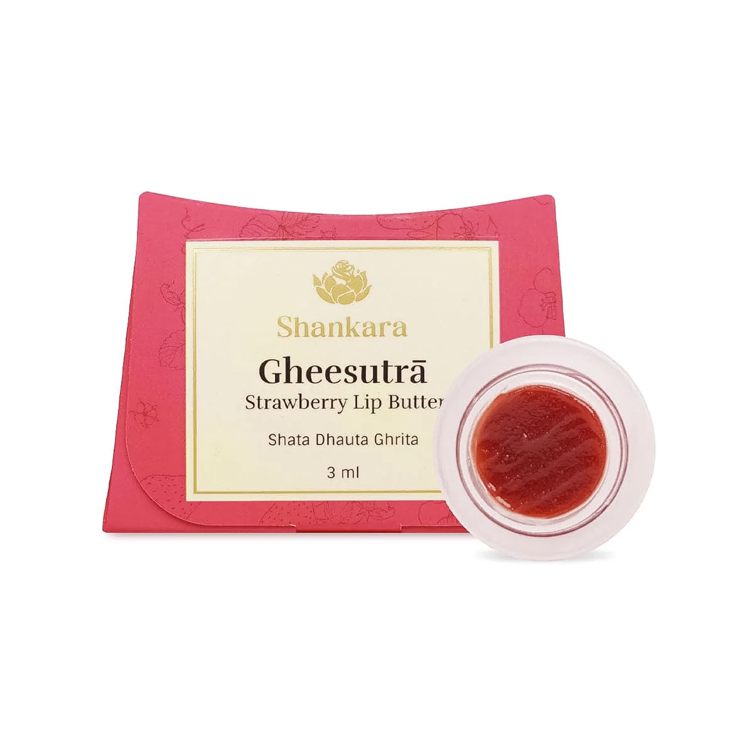 Shankara Gheesutr Strawberry Lip Butter, Ayurvedic Lip Balm For Soothing Dry, Inflamed, And Chapped Lips  Nourishment, Moisturi