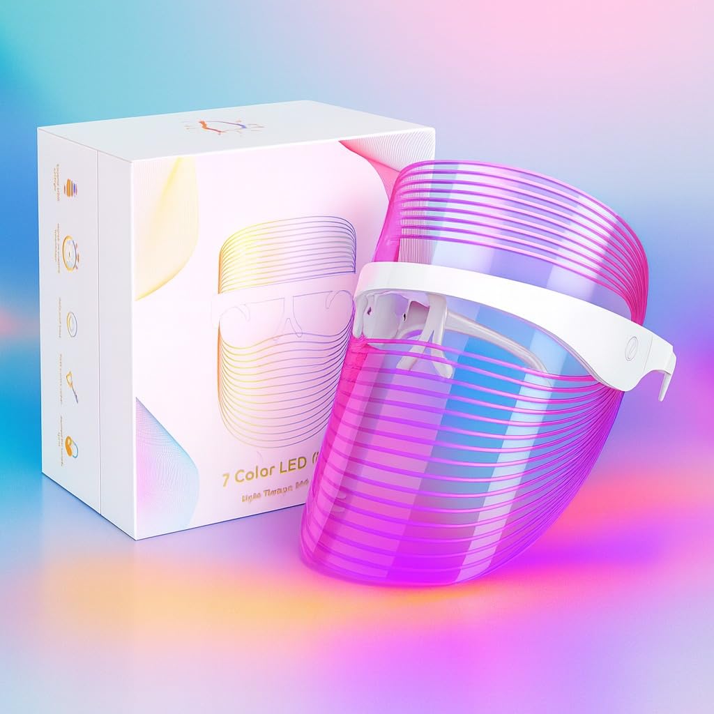 Eftiaan 7 Color Led Light Therapy Face Mask For Skin Care  Rechargeable Led Facial Mask For AntiAging, Wrinkles, And Skin Reju