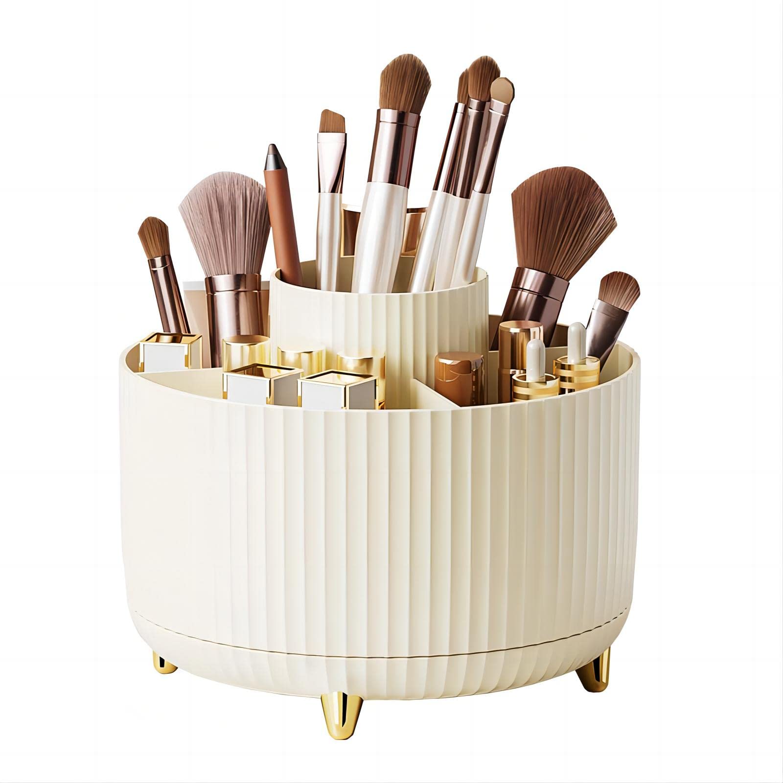 Dasiton Large Capacity Makeup Brush Holder,360 Rotating Makeup Organizer,5 Slot Makeup Brushes Cup,For Vanity Decor,Bathroom Cou