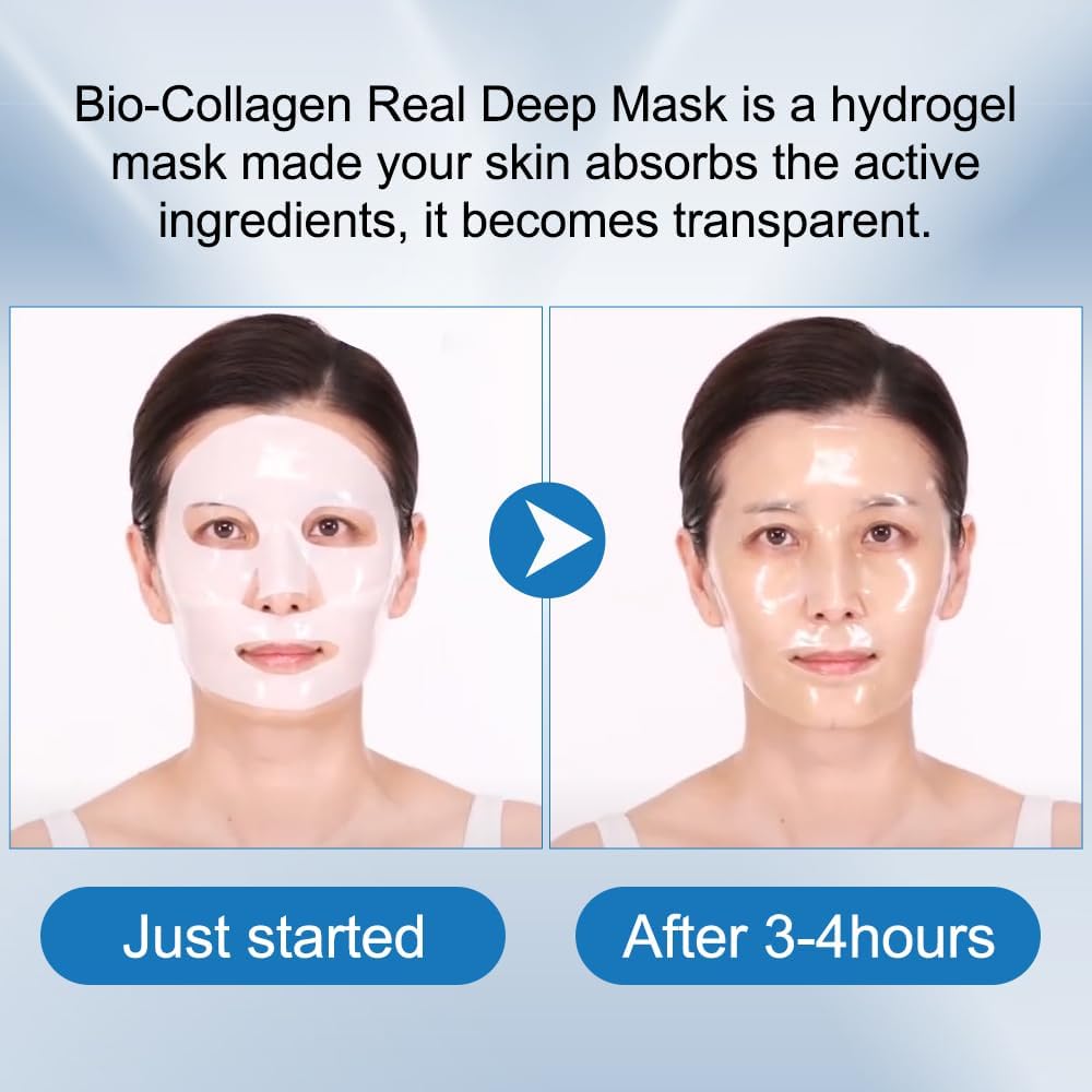 Deep Collagen Lifting Mask, Anti Wrinkle Moisturizing Face Mask, Smooth & Tight Skin, Overnight Hydrogel Mask, Helps Reduce Fine