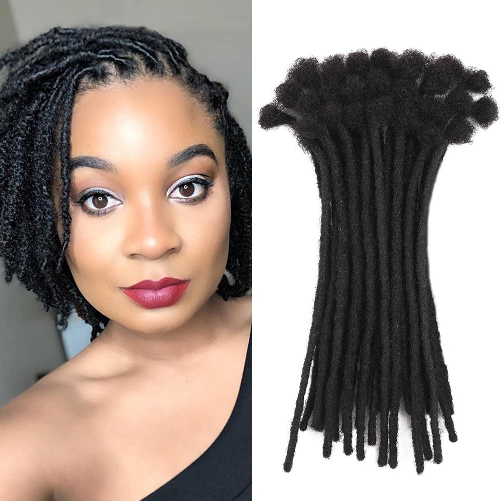 0.4cm Width 4Inch 100 Strands Dreadlock Extensions Real Human Hair 100% Handmade Permanent Loc Extensions Human Hair for Women/M
