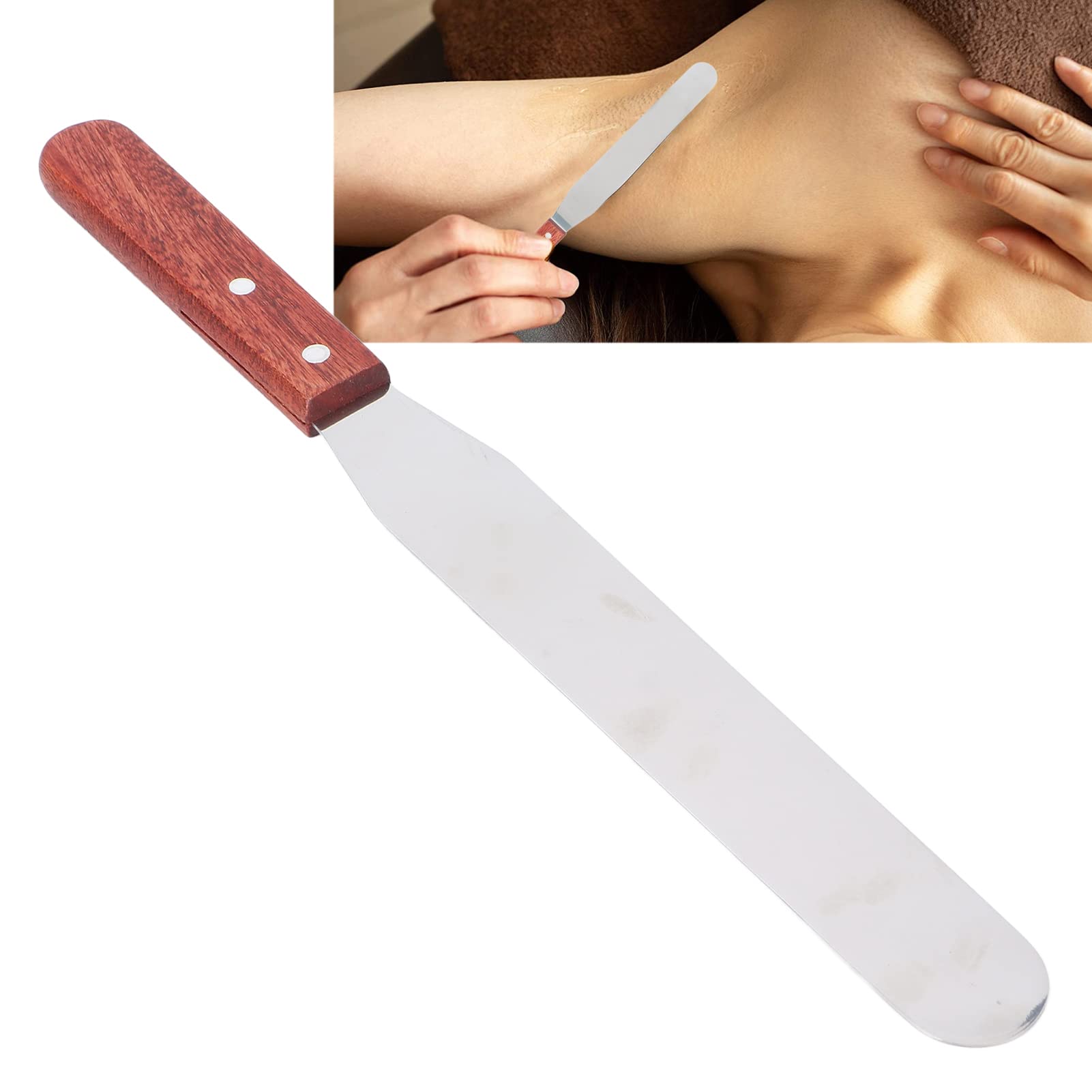 Metal Wax Spatula, Stainless Steel Wax Spatula Eyebrow Wax Metal Wax Spatula Straight Stainless Steel Body Wax Spatula With Wood
