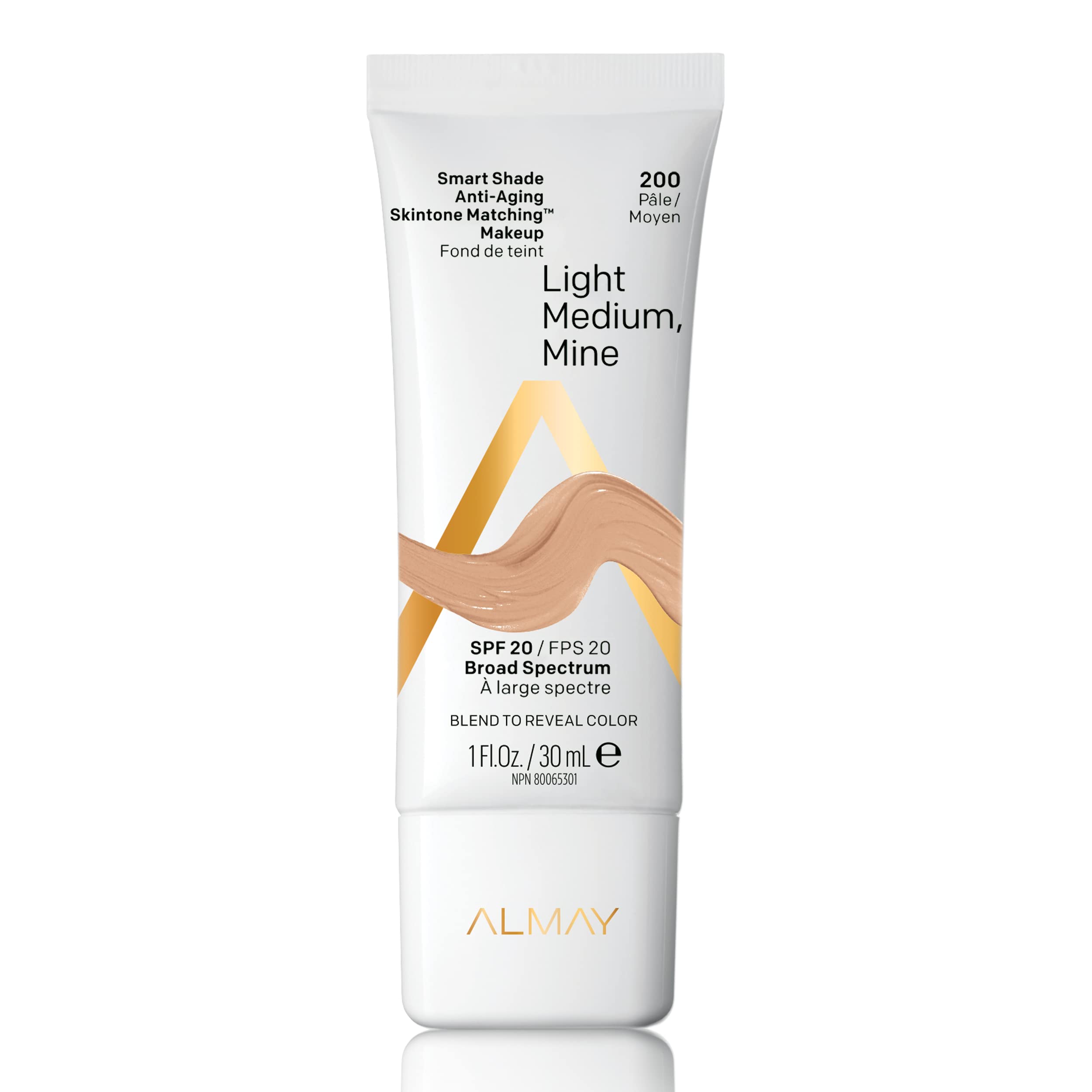 Almay Smart Shade AntiAging Skintone Matching Makeup, Medium Coverage Natural Finish Foundation with SPF 20, Hypoallergenic, De