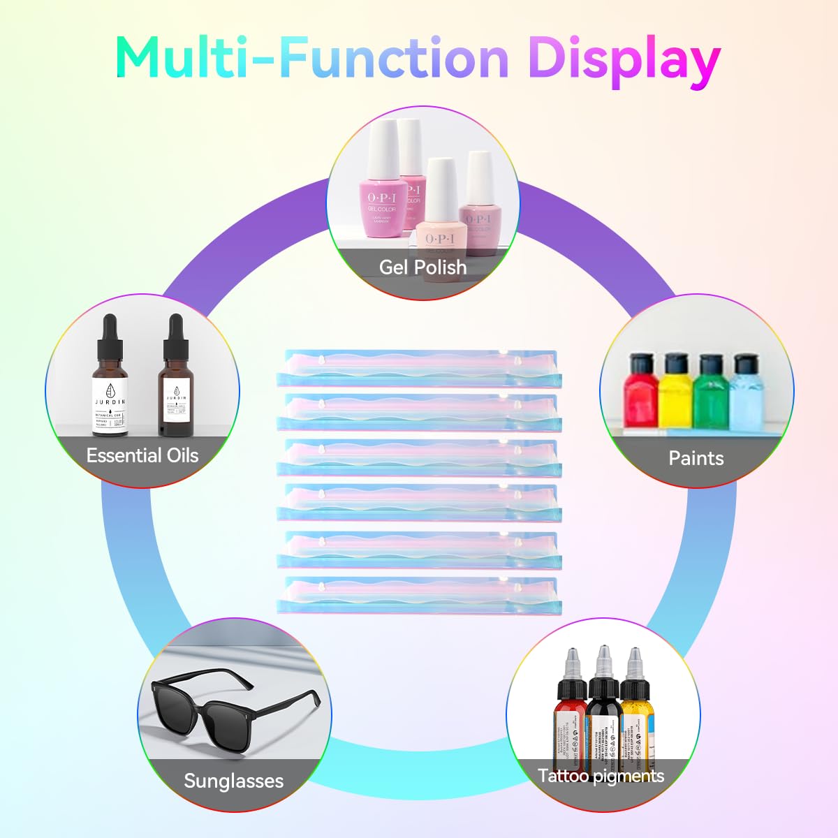 Btremary 15'' Nail Polish Rack Wall Mounted Shelves Acrylic Paints Gel Polish Organizer And Storage With End Caps For Nail Techs