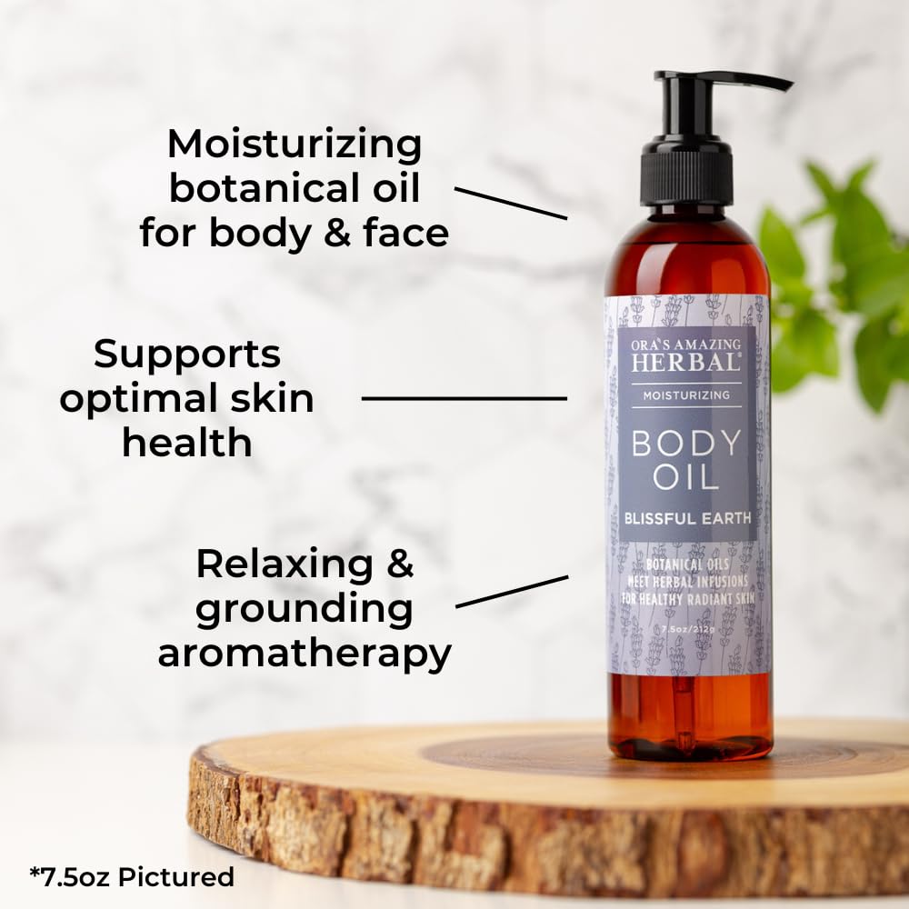 Lavender Bath Oil, Herbal Infused Moisturizing Body Oil for Women with Organic Jojoba Calendula Thyme Vetiver for Relaxation & D