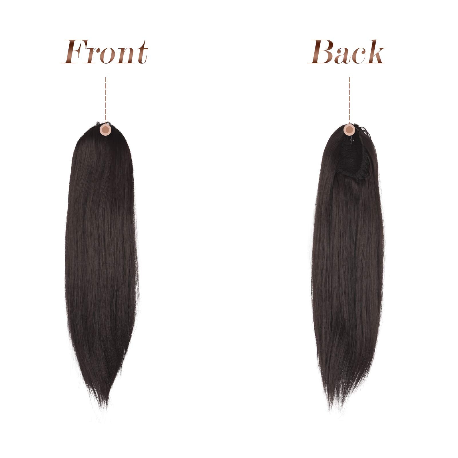 Feshfen Straight Ponytail Extensions Long Drawstring Synthetic Pony Tail Hairpieces Natural Clip In Ponytails Extension For Wome