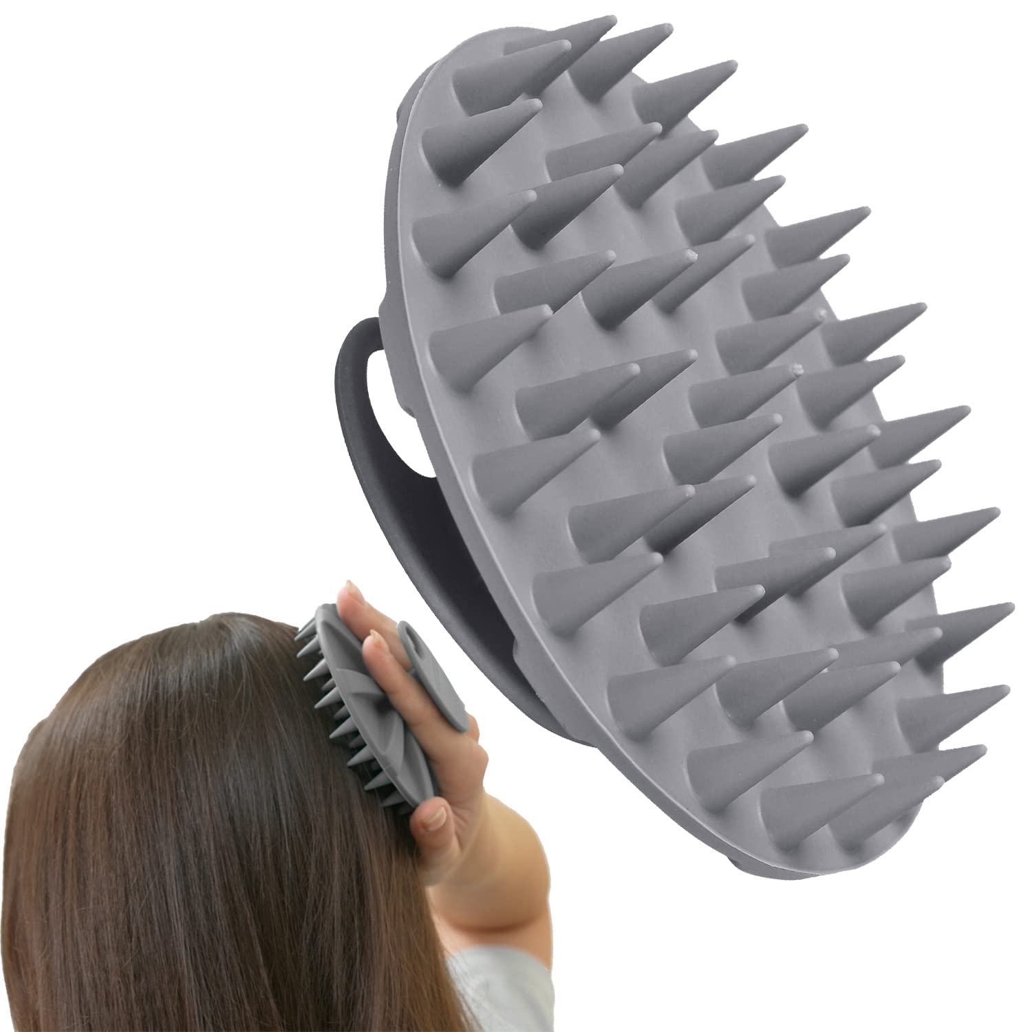 INNERNEED One-Piece Scalp Massager Shampoo Brush, Wet & Dry Scalp Care Head Scrubber Hair Washing, Soft Silicone Bristles, for H