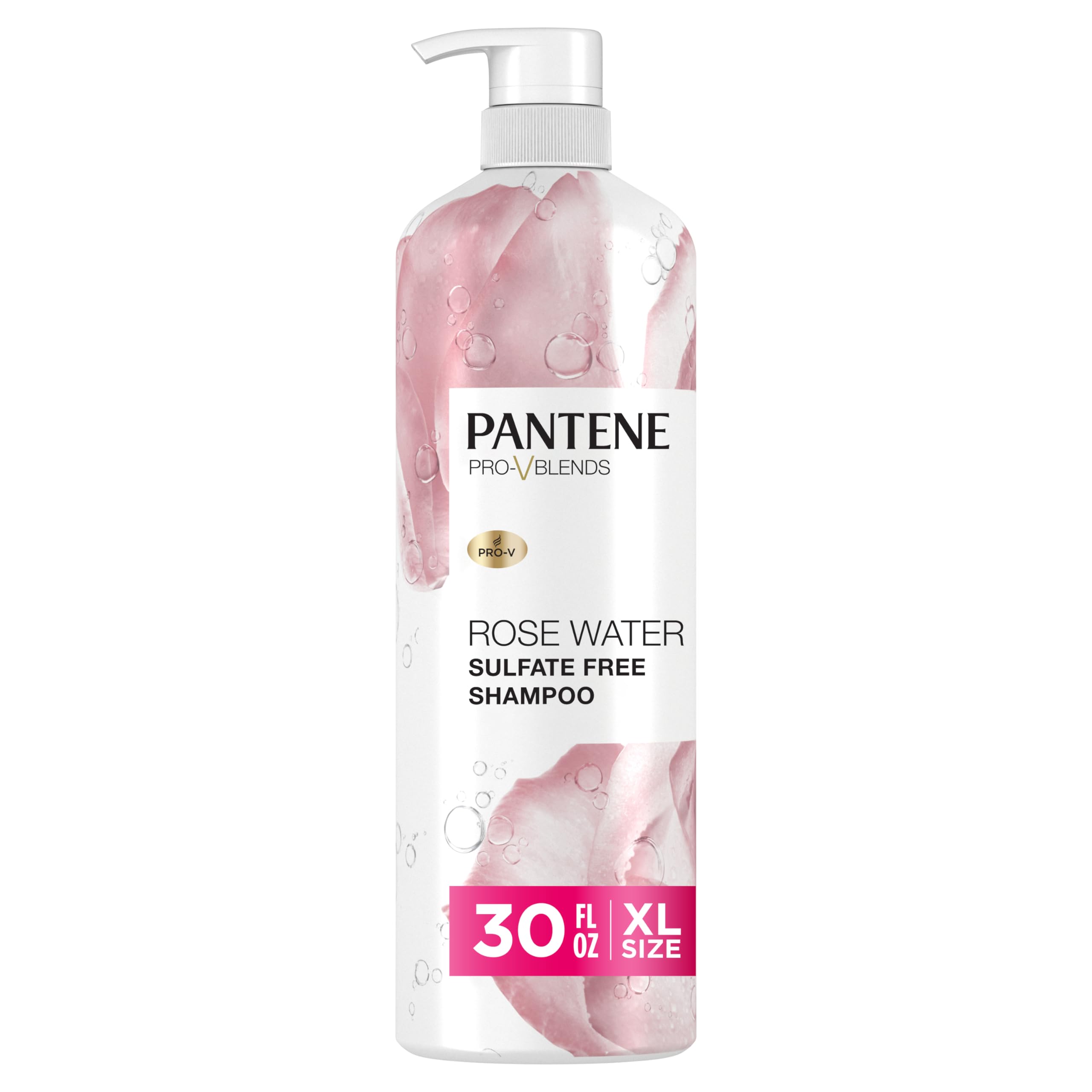Pantene Sulfate Free Rose Water Shampoo, Soothes, Replenishes Hydration, Safe For Color Treated Hair, Nutrient Infused With Vita