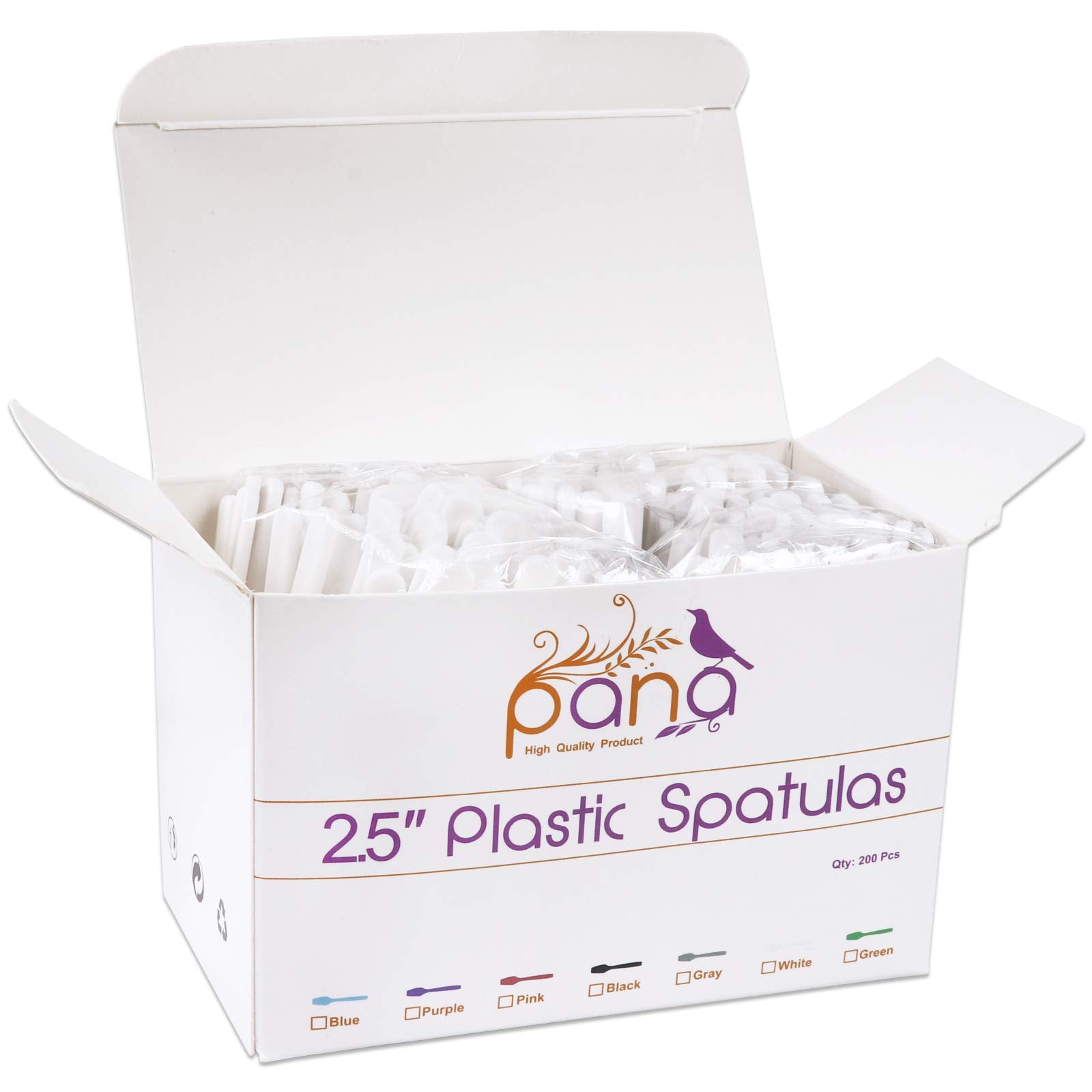 Pana 200Pcs Cosmetic Make Up Disposable Plastic 2.5'' Spatulas Skin Care Facial Cream Mask Spatula (White-200 Pieces In A Box)