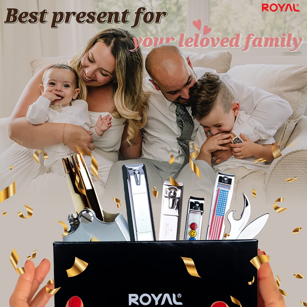 Royal [Made In Korea] No Battery,5 Pcs Nose Hair Trimmer Set, Golden Birdie Value Pack,(Nose Hair Trimmer With 4 Nail Clippers)